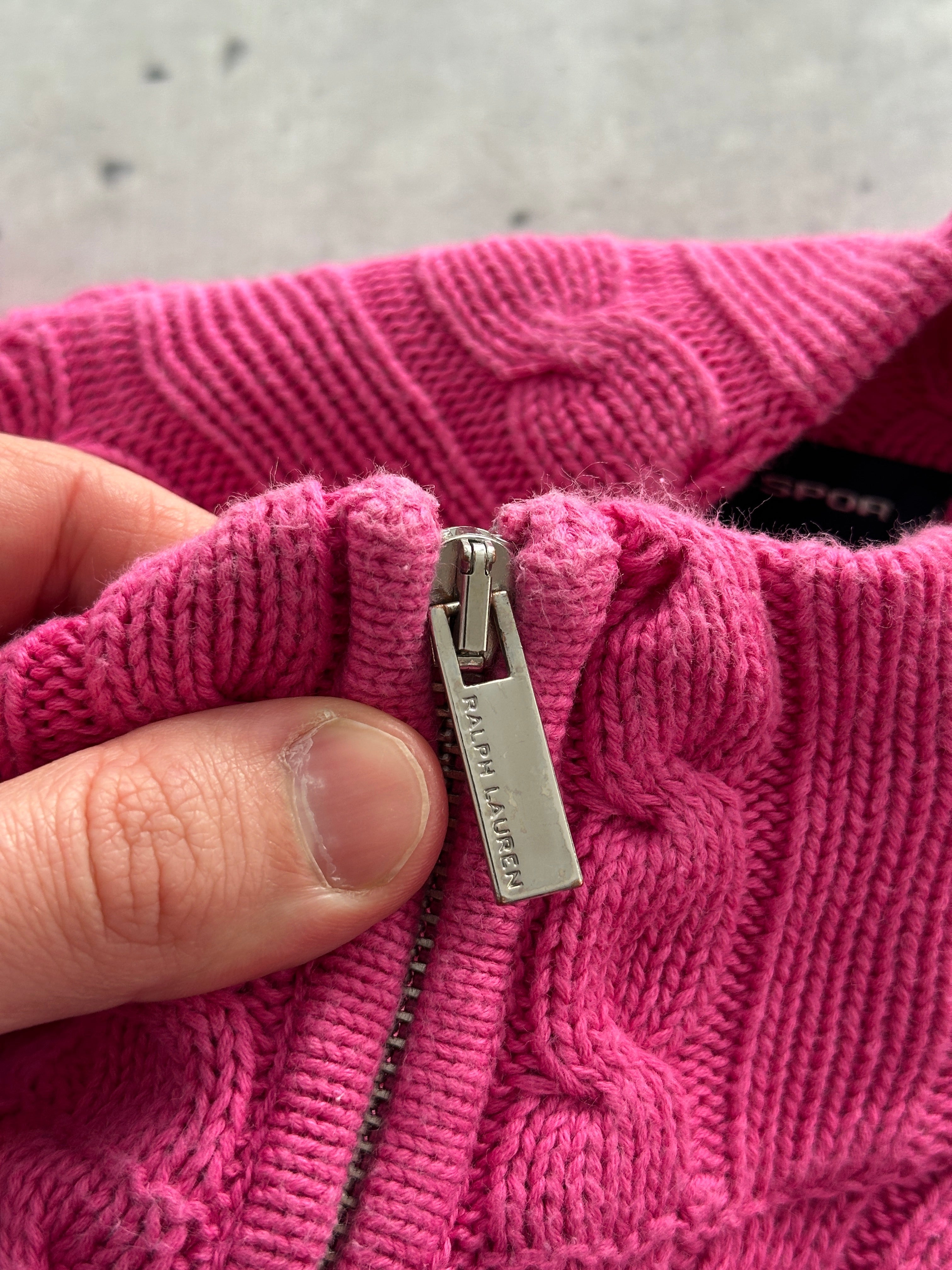 Ralph Lauren Cable Knit Zip Up Jumper (Women's L)