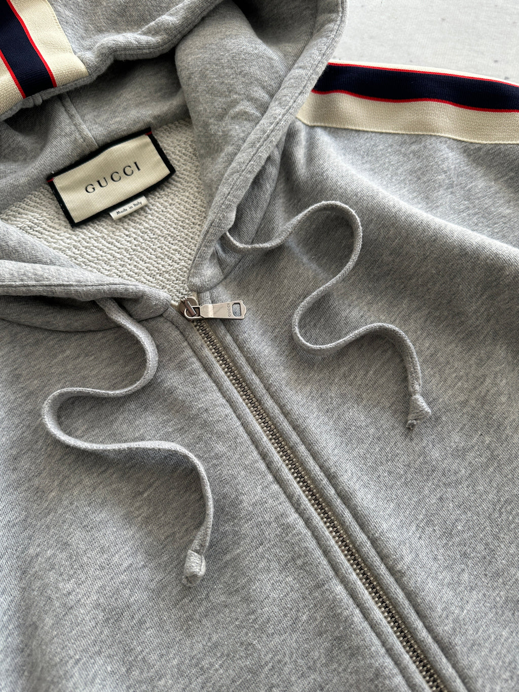 Gucci stripe logo Heavyweight Zip Up Hoodie (XL)