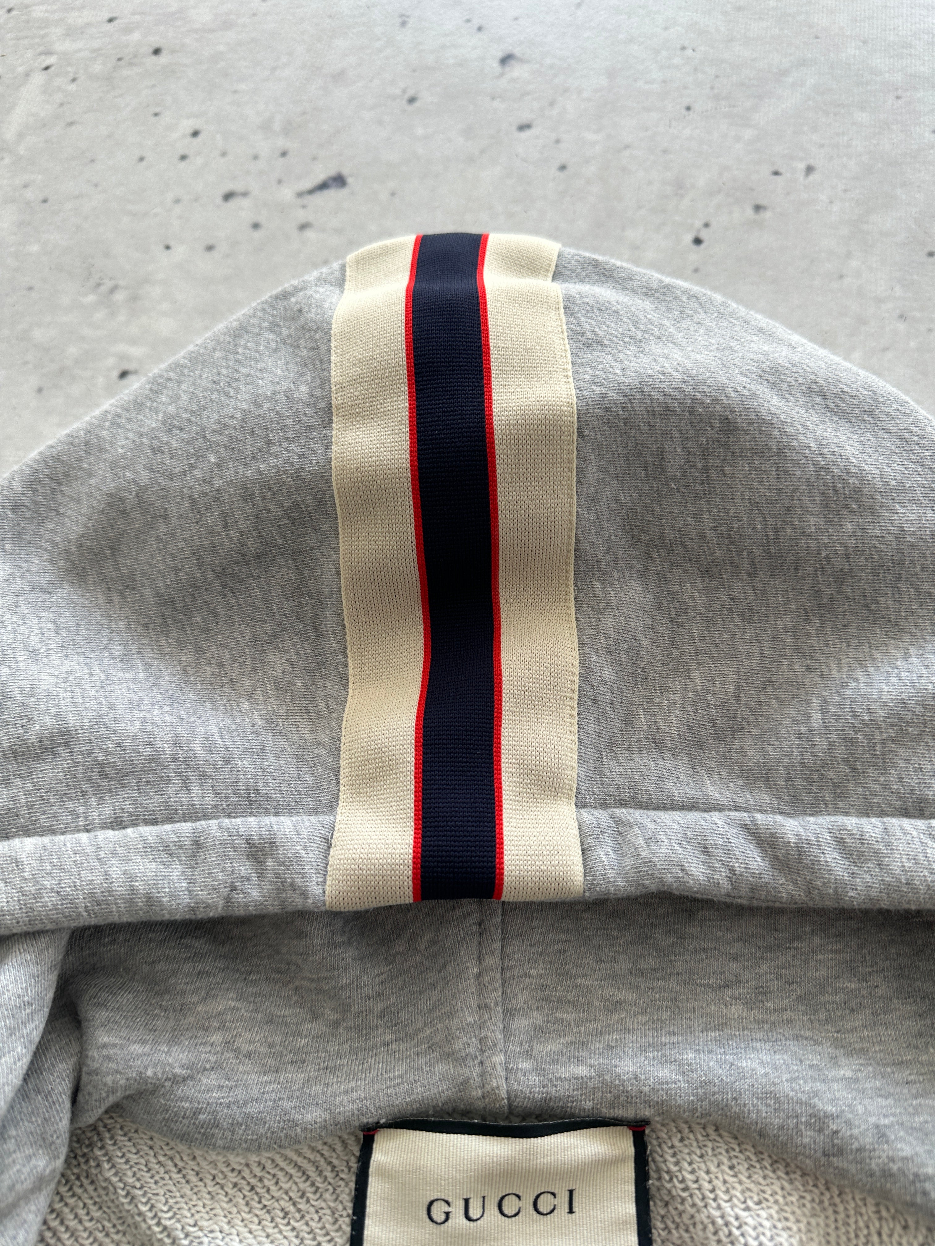 Gucci stripe logo Heavyweight Zip Up Hoodie (XL)