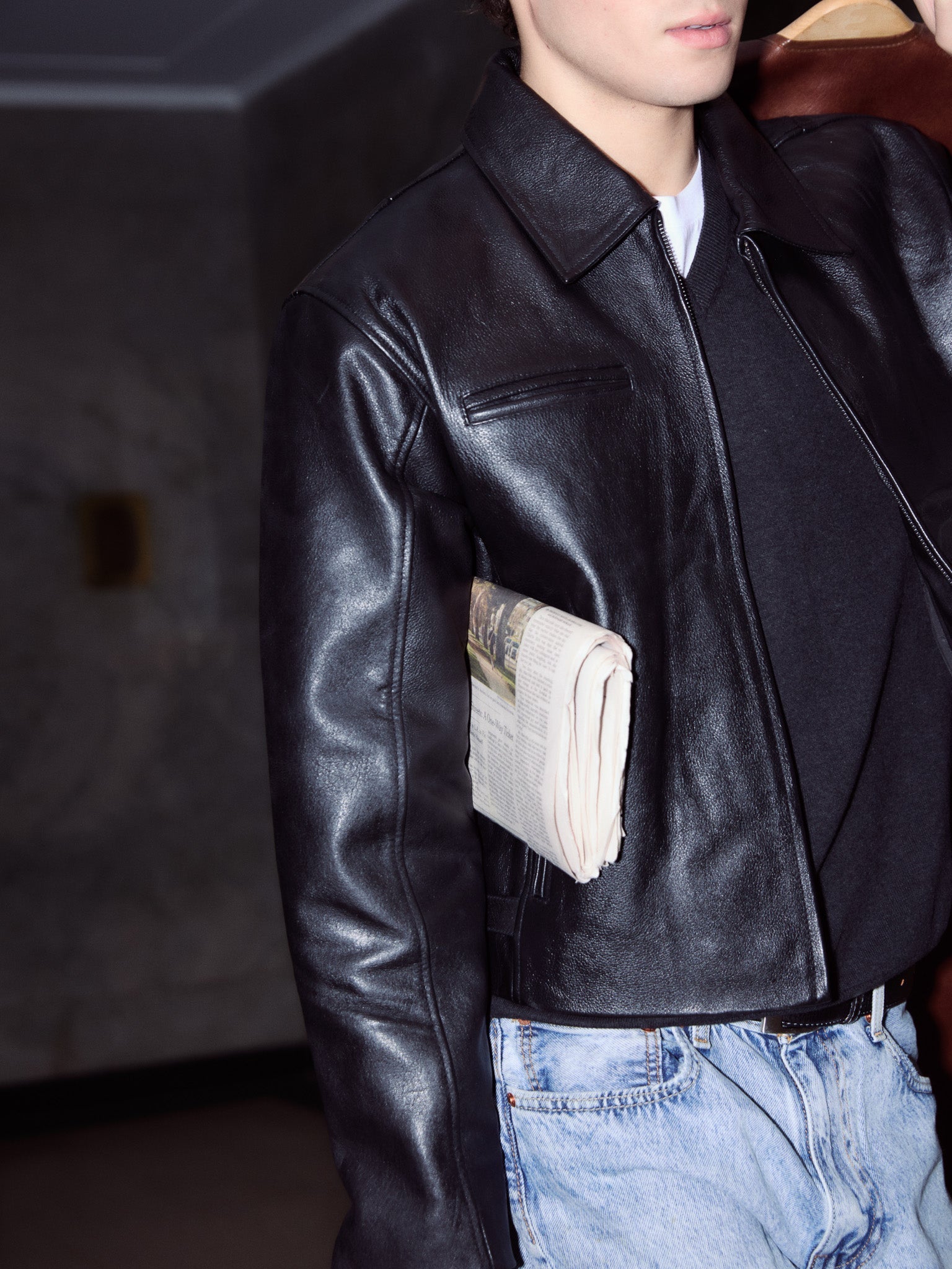 Everyday Boxy Leather Jacket - Solid Black