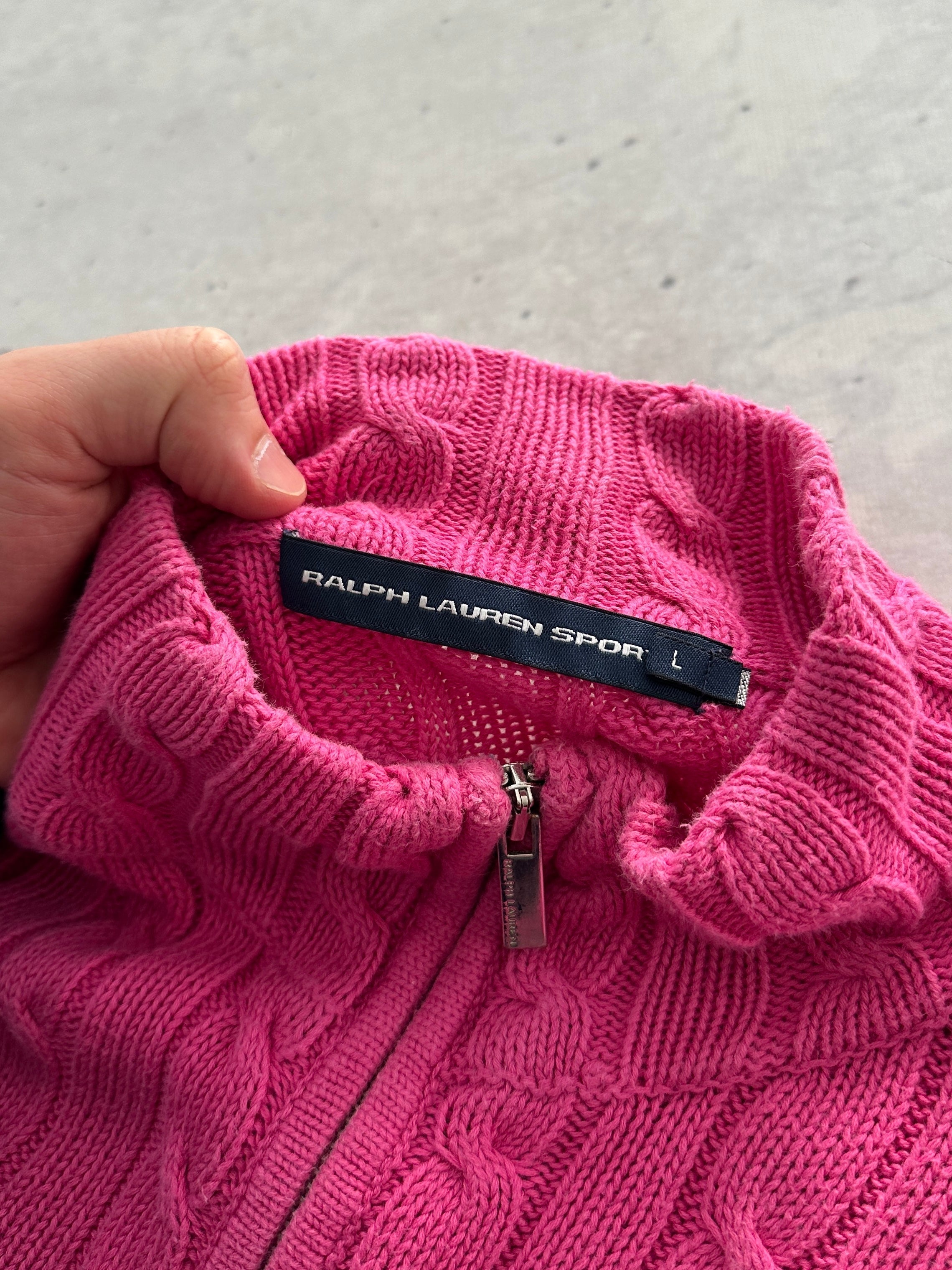 Ralph Lauren Cable Knit Zip Up Jumper (Women's L)