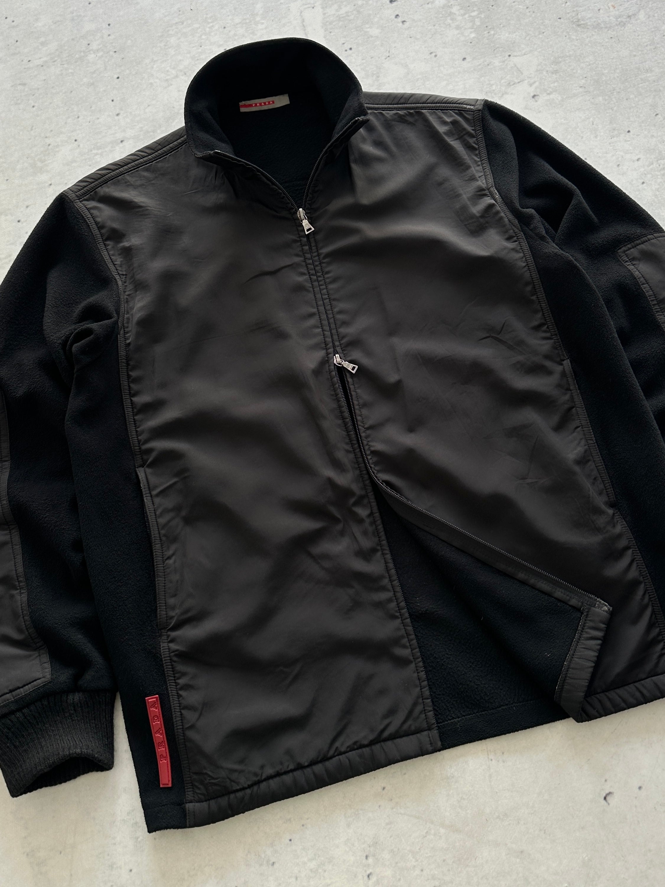 00's Prada Sport Double Zip Up Nylon panel Fleece (L)