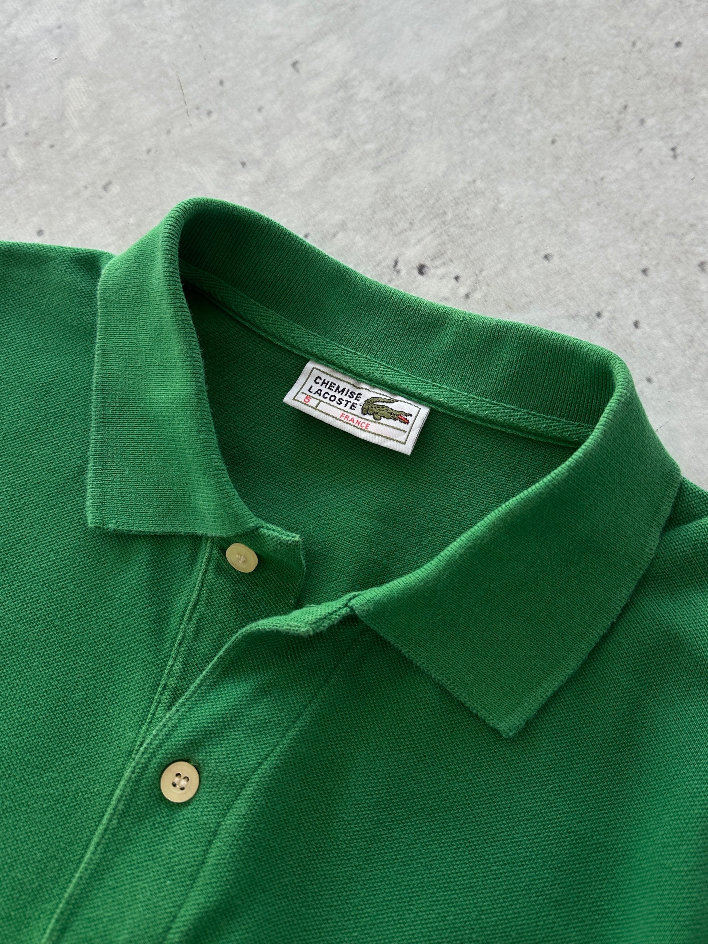 80's Chemise Lacoste heavyweight Long Sleeve Polo Shirt (L)