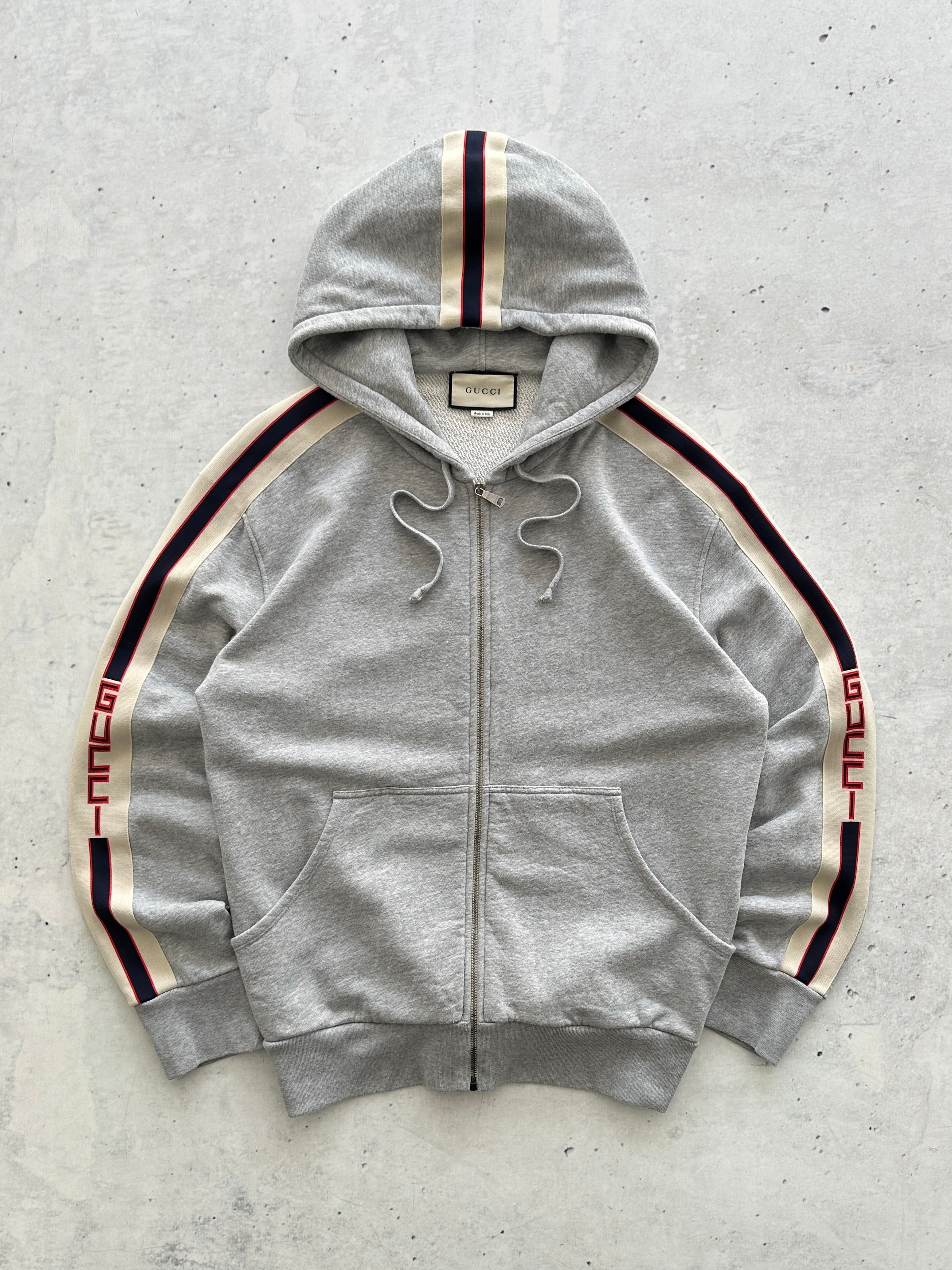 Gucci stripe logo Heavyweight Zip Up Hoodie (XL)