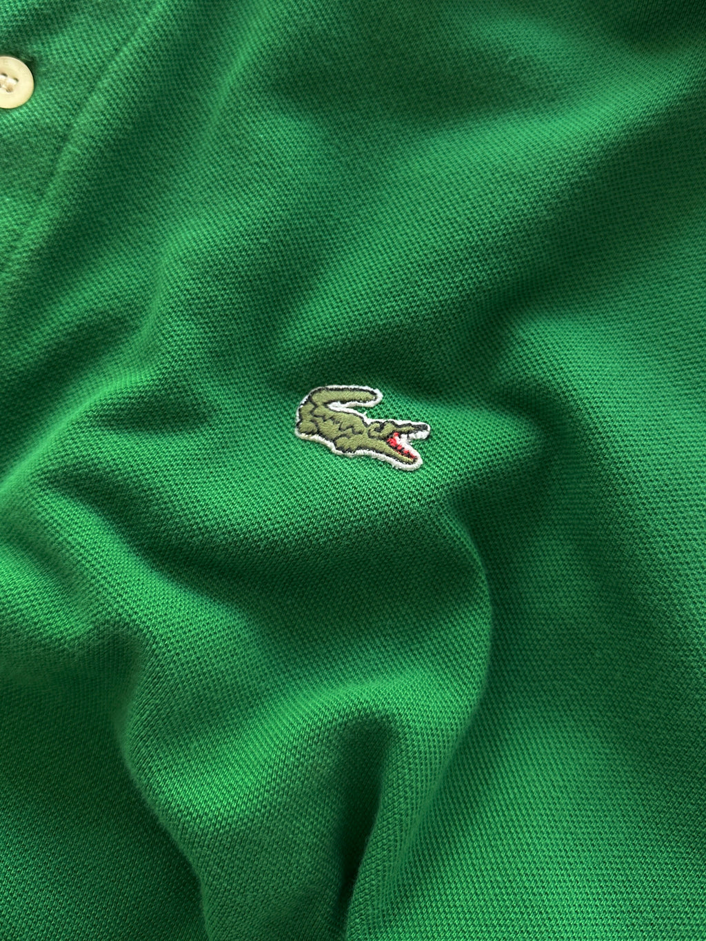 80's Chemise Lacoste heavyweight Long Sleeve Polo Shirt (L)