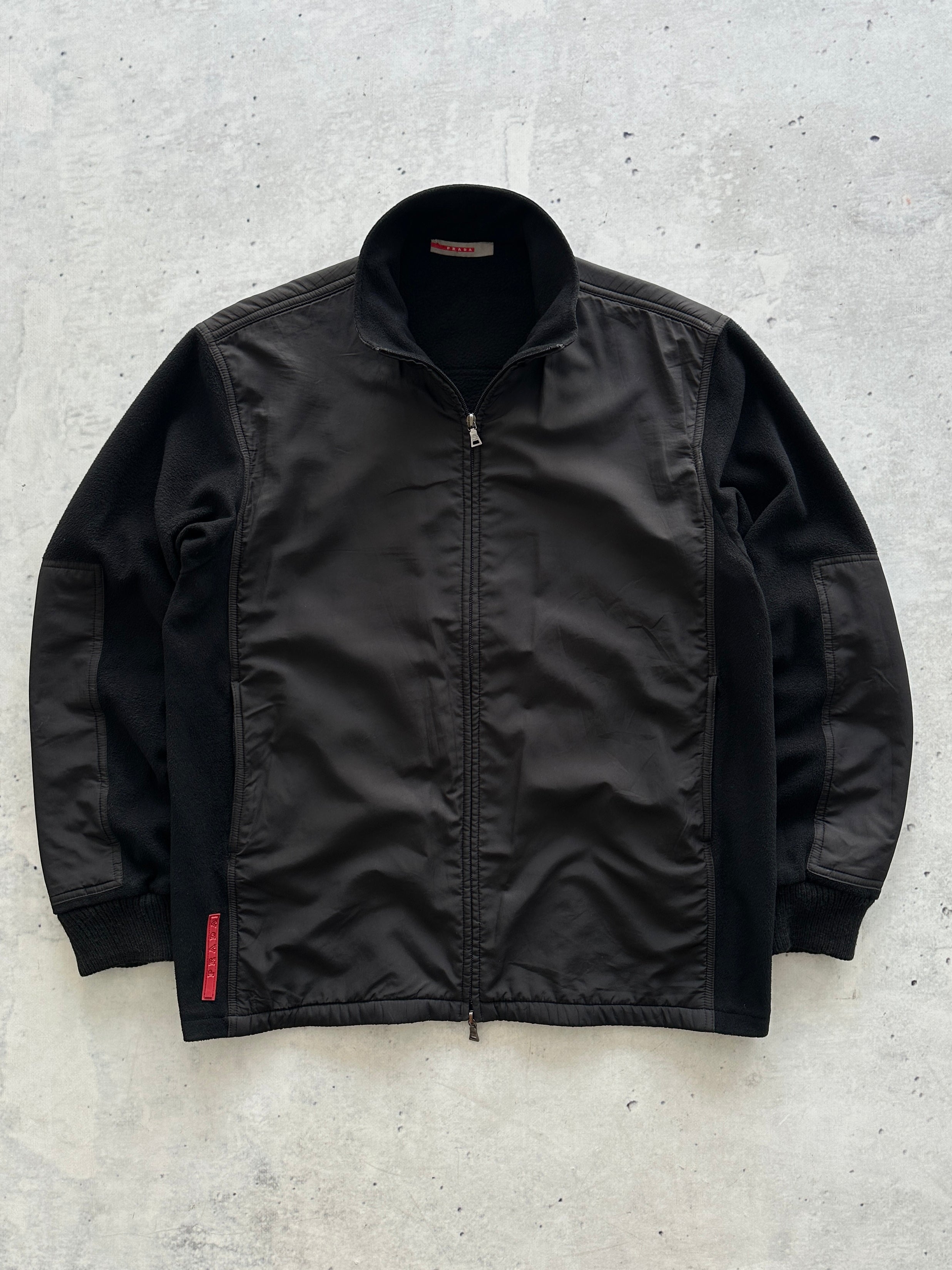 00's Prada Sport Double Zip Up Nylon panel Fleece (L)