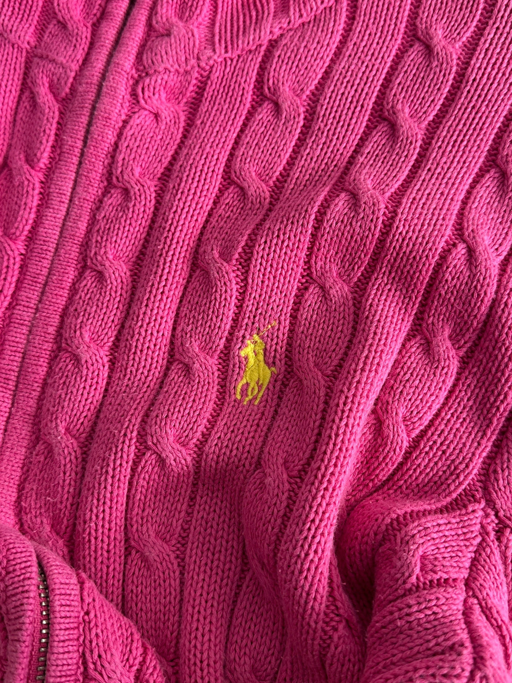 Ralph Lauren Cable Knit Zip Up Jumper (Women's L)