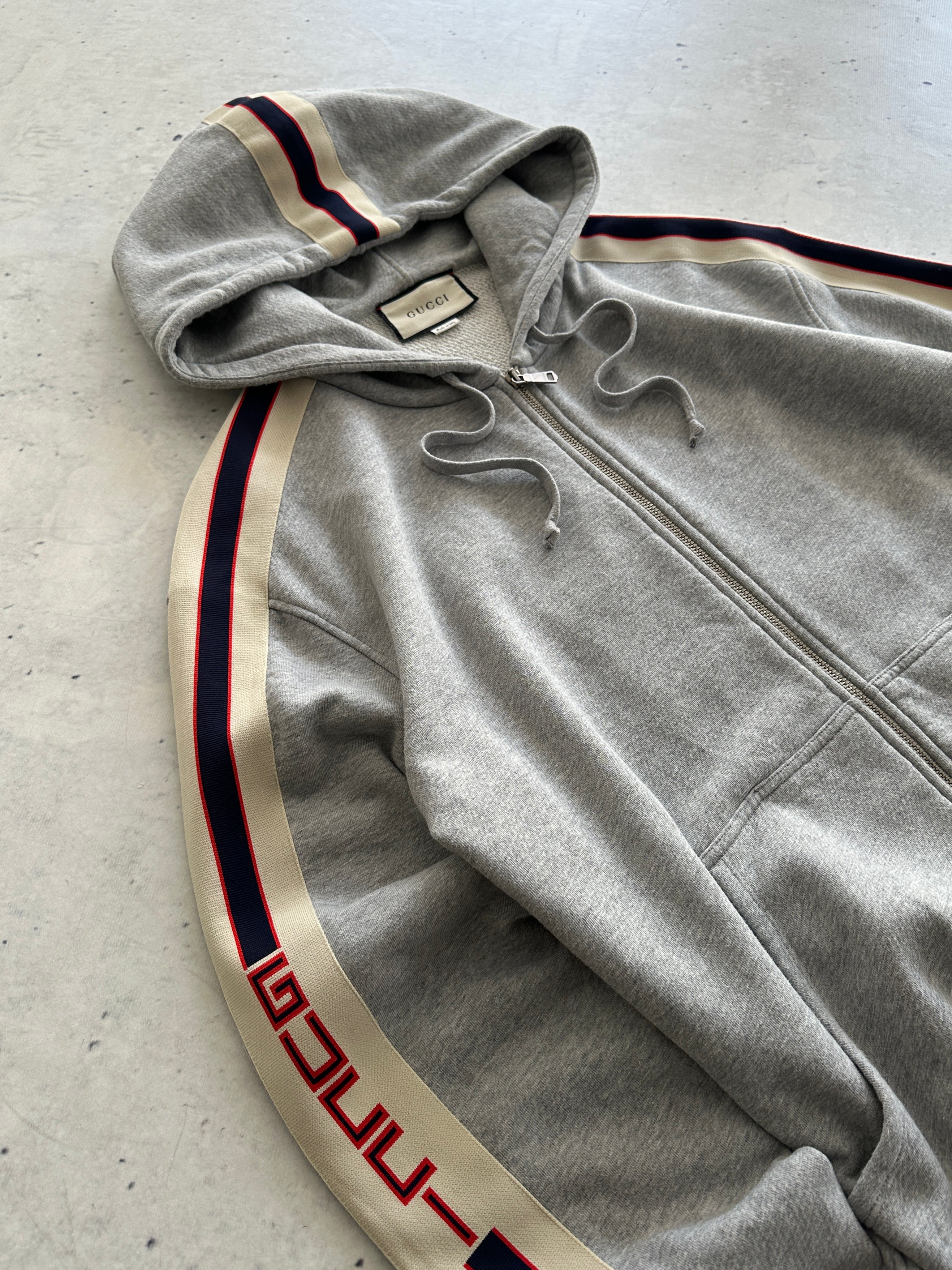 Gucci stripe logo Heavyweight Zip Up Hoodie (XL)