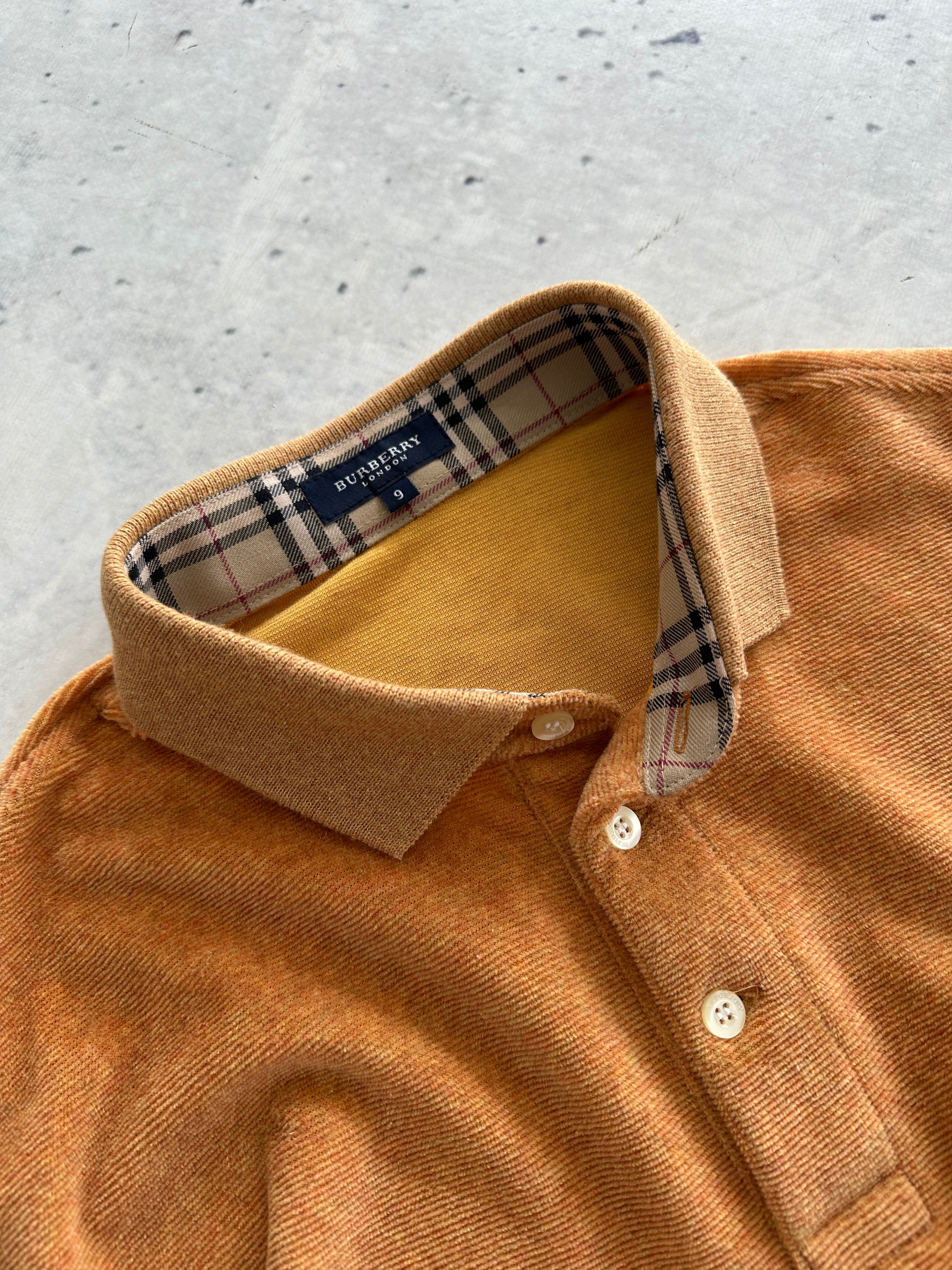 00's Burberry Nova Check Towelling Long Sleeve Polo Shirt (XL)