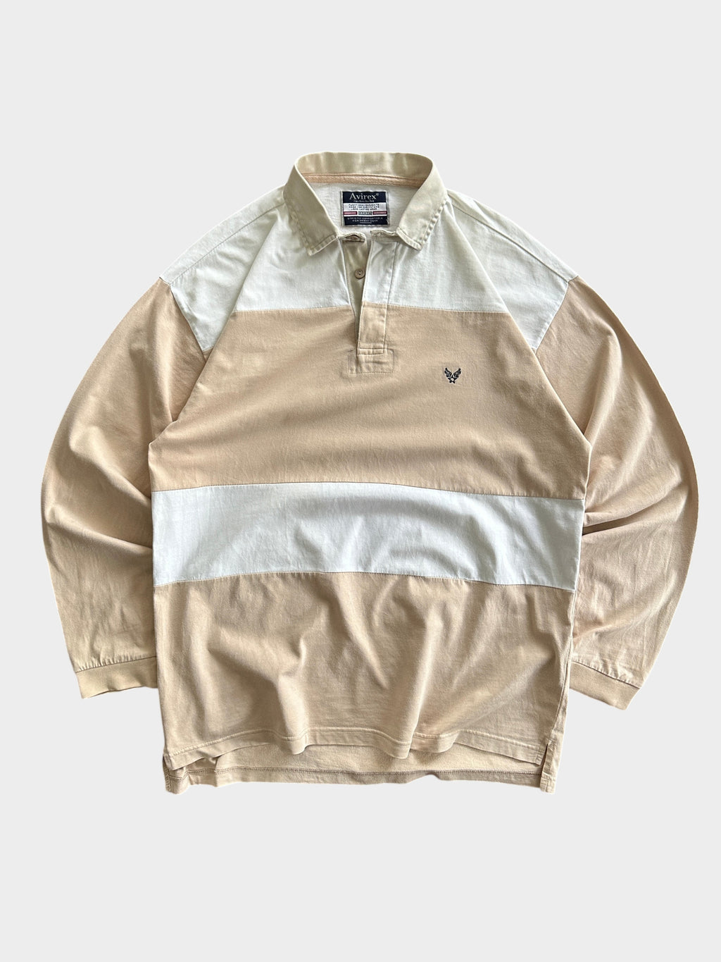 Vintage Avirex Stripe Long Sleeve Polo Shirt (L)