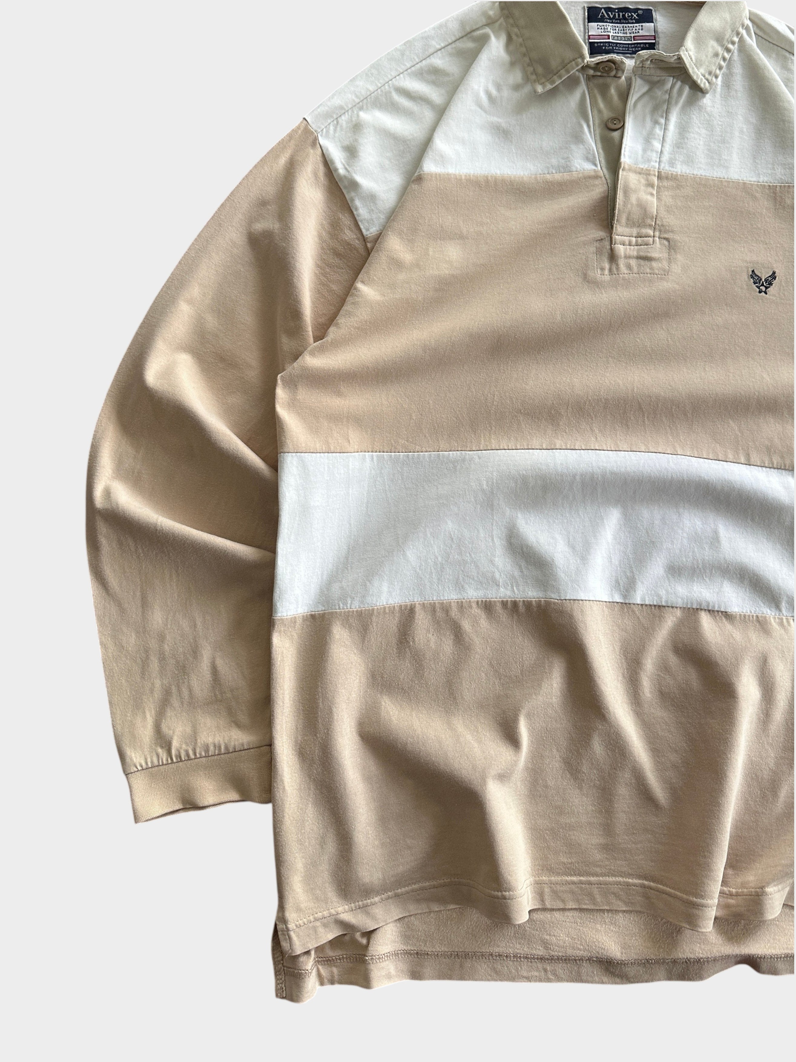 Vintage Avirex Stripe Long Sleeve Polo Shirt (L)