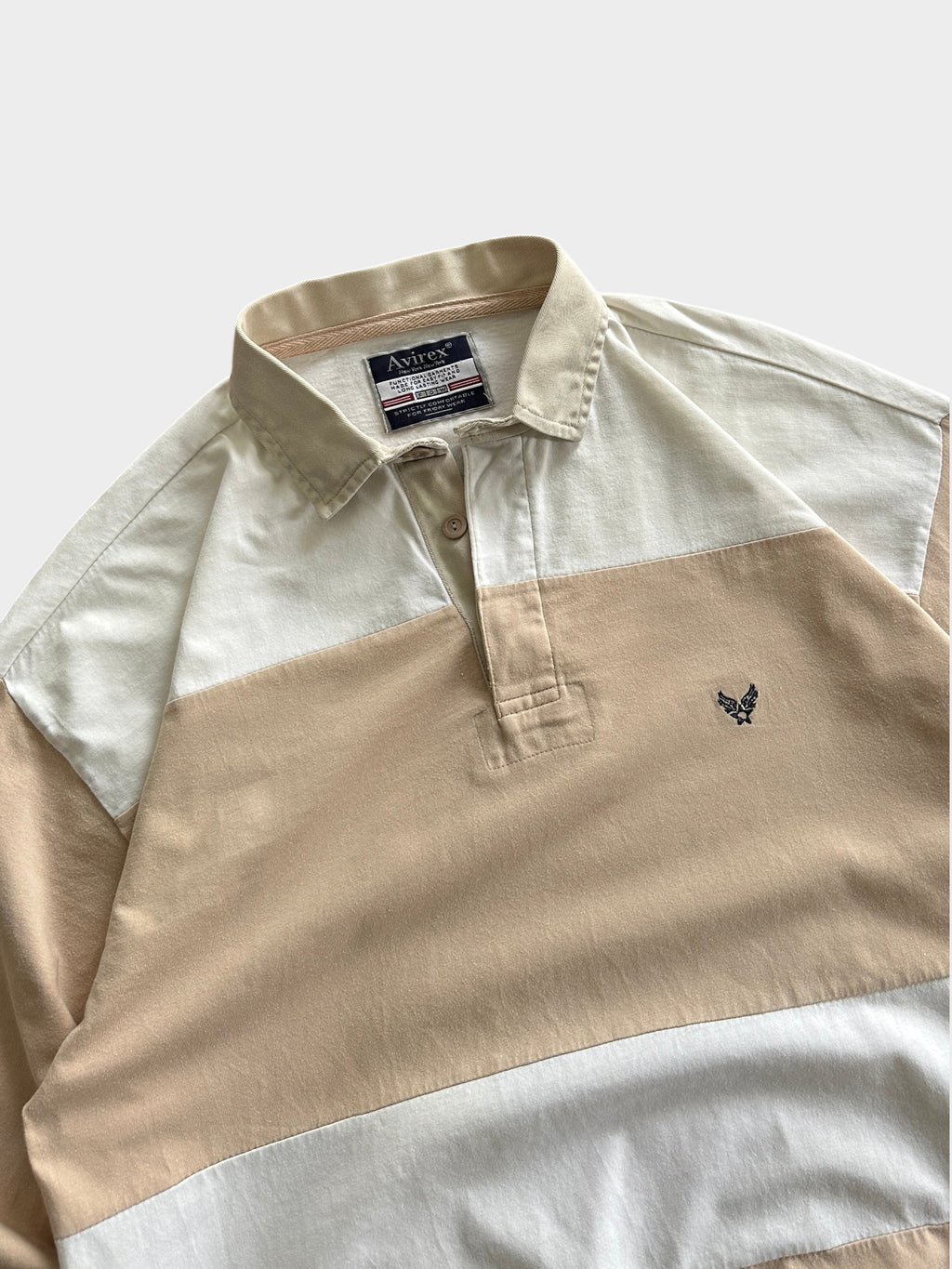 Vintage Avirex Stripe Long Sleeve Polo Shirt (L)