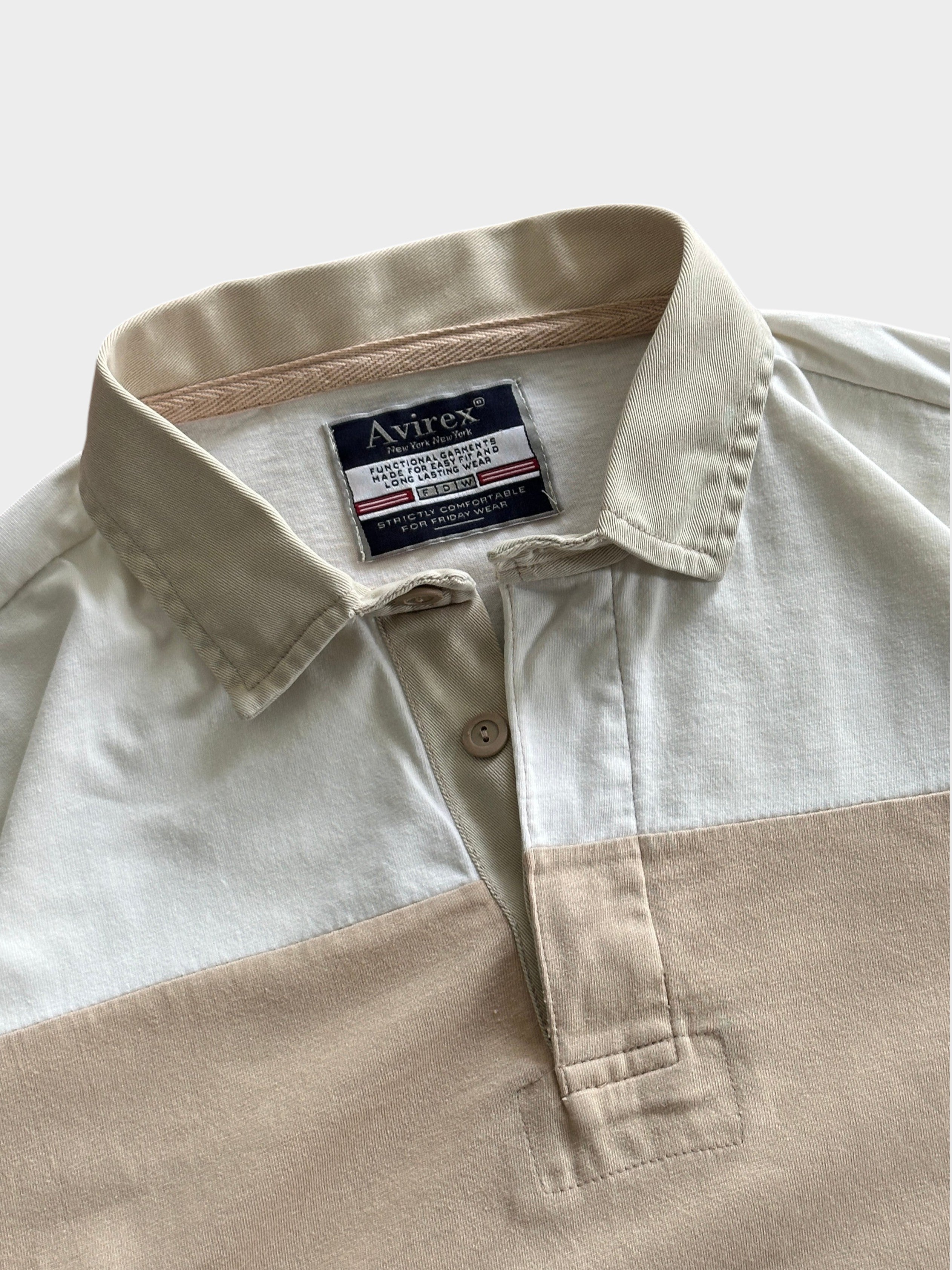 Vintage Avirex Stripe Long Sleeve Polo Shirt (L)
