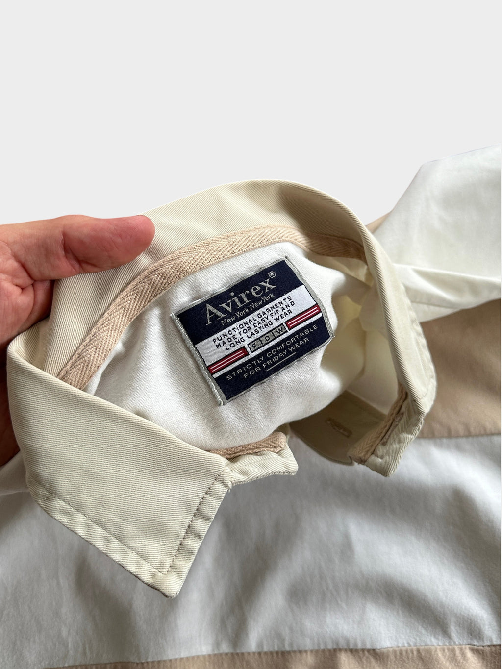 Vintage Avirex Stripe Long Sleeve Polo Shirt (L)