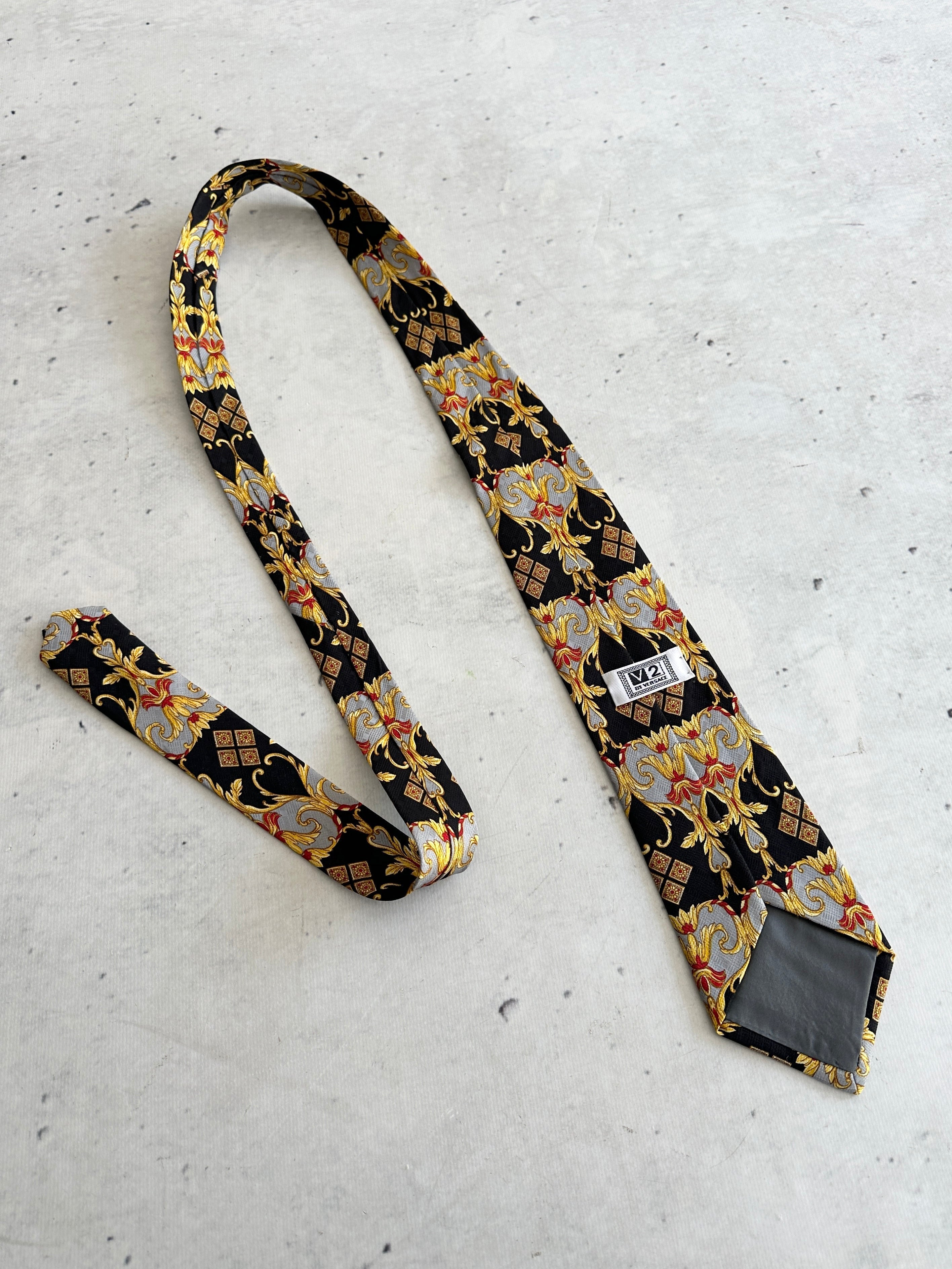 V2 by Versace Patterned Silk Tie (One Size)