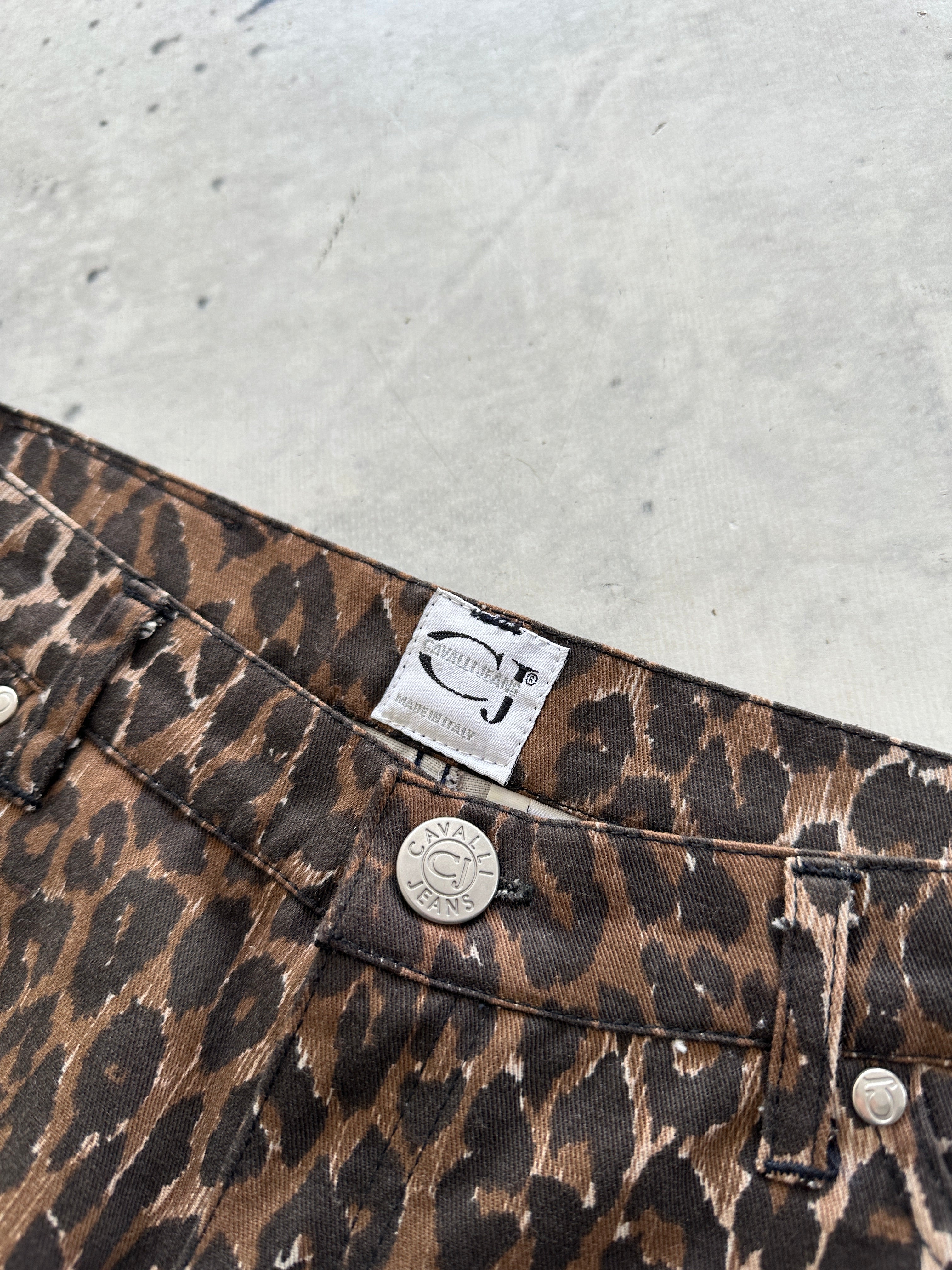 Vintage Cavalli Jeans Leopard Print Trousers (Women's W29)