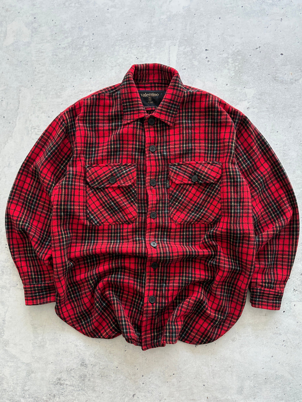 90's Valentino Jeans Wool Tartan Overshirt (XXL)