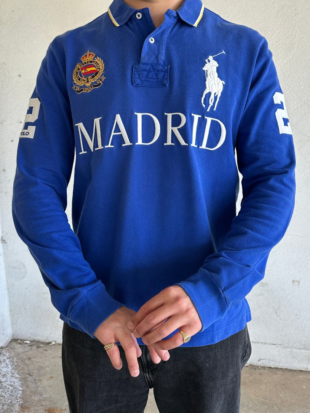 Ralph Lauren Big Logo Madrid Long Sleeve Polo Shirt (L)