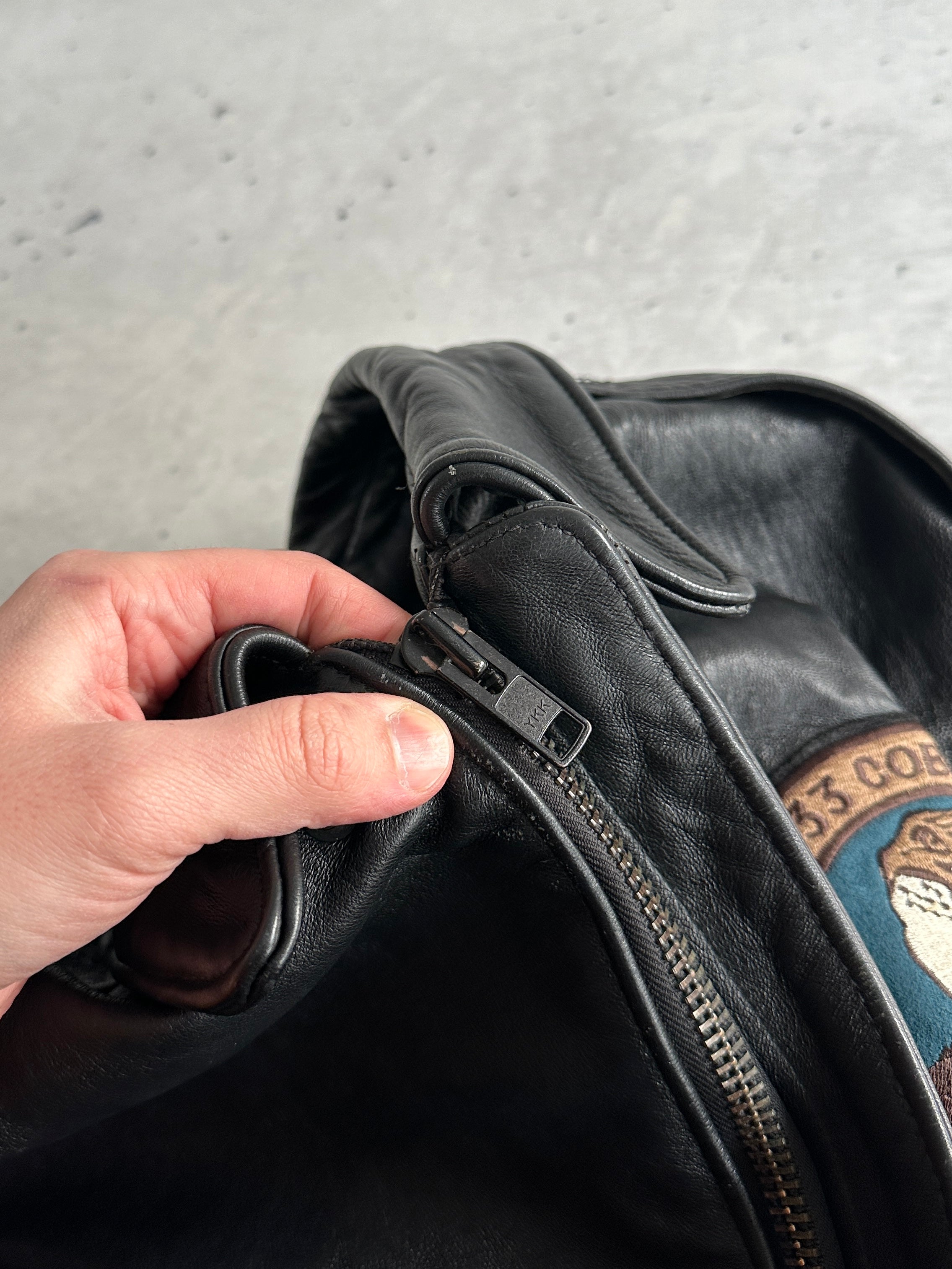Vintage Avirex A-2 Cobras Zip Up Leather Jacket (L)