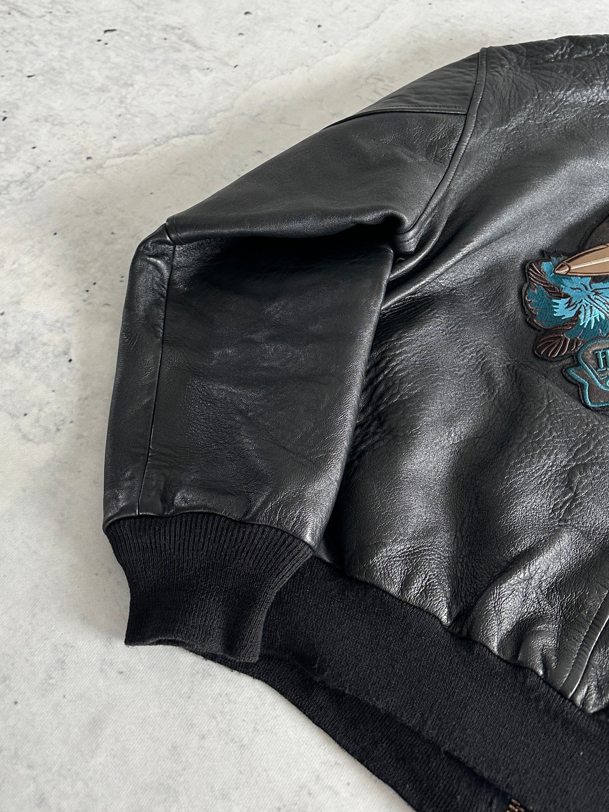 Vintage Avirex A-2 Cobras Zip Up Leather Jacket (L)
