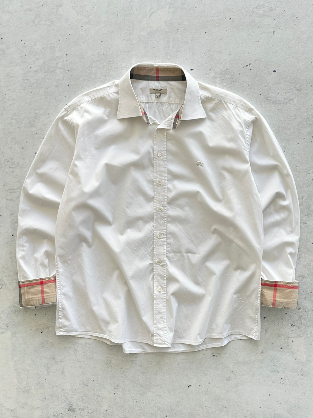 00's Burberry oxford white Nova Check Long Sleeve Shirt (XL)