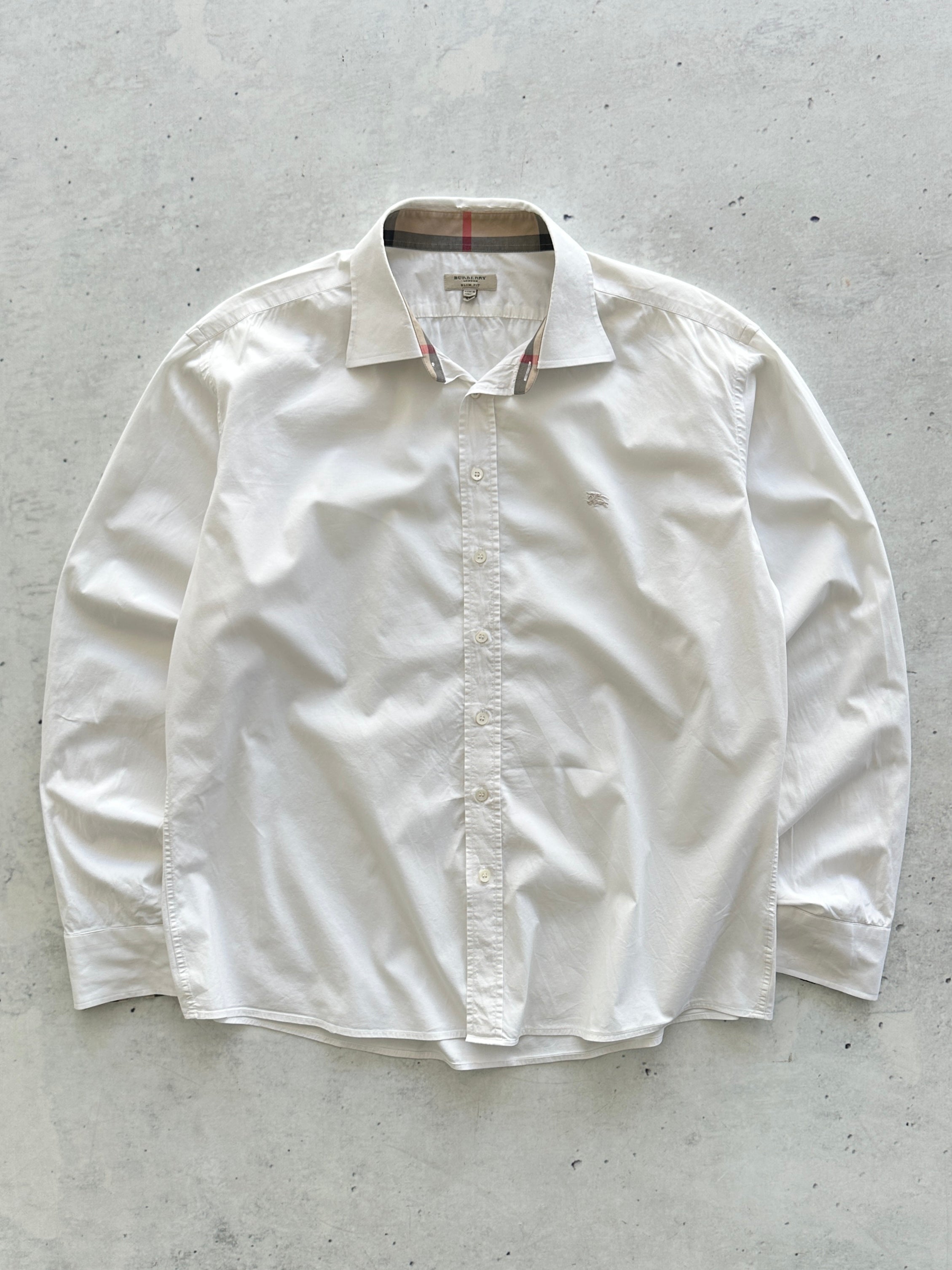 00's Burberry oxford white Nova Check Long Sleeve Shirt (XL)