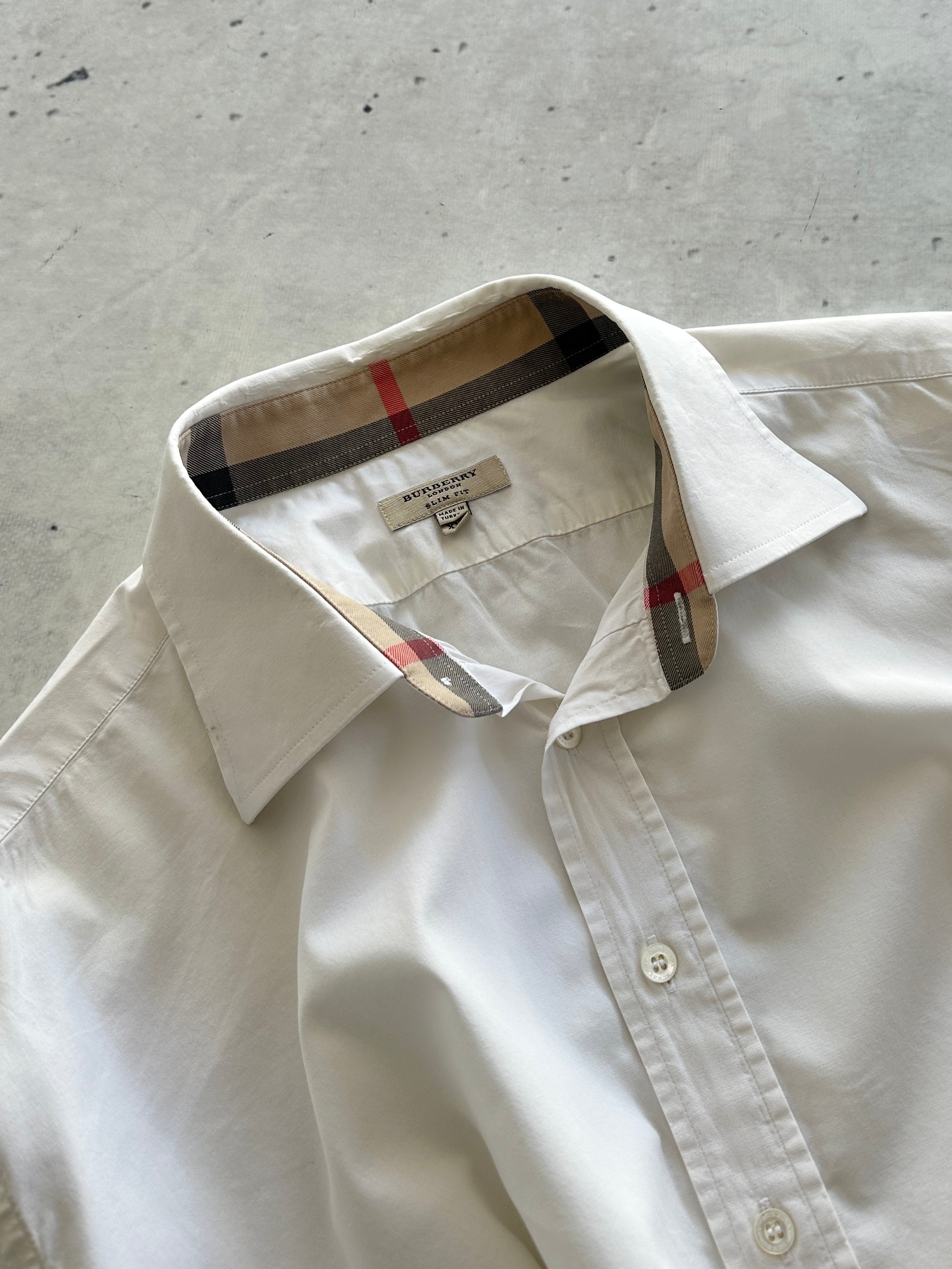 00's Burberry oxford white Nova Check Long Sleeve Shirt (XL)