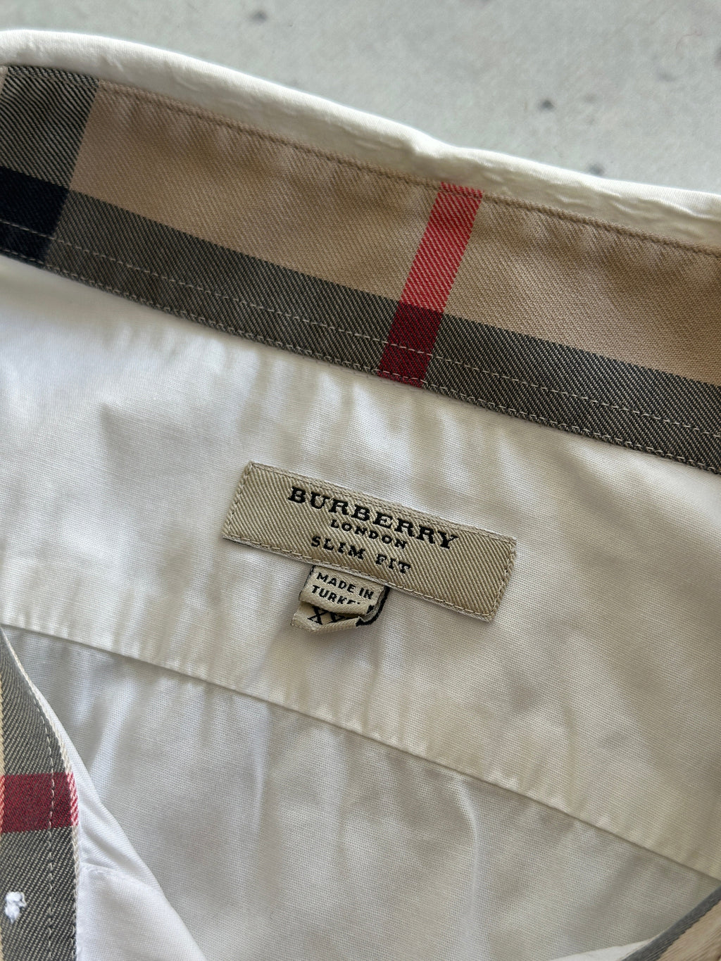 00's Burberry oxford white Nova Check Long Sleeve Shirt (XL)