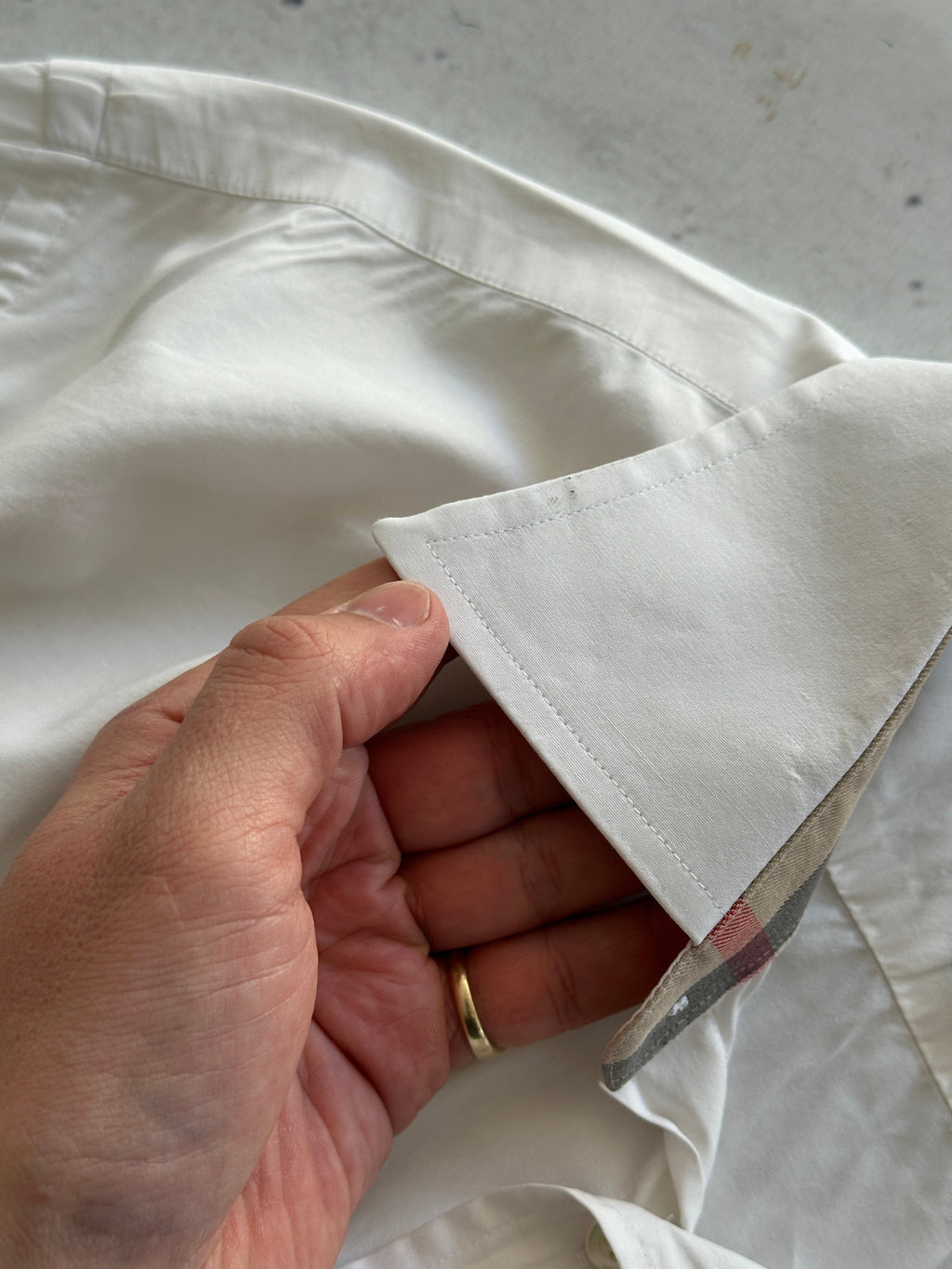 00's Burberry oxford white Nova Check Long Sleeve Shirt (XL)