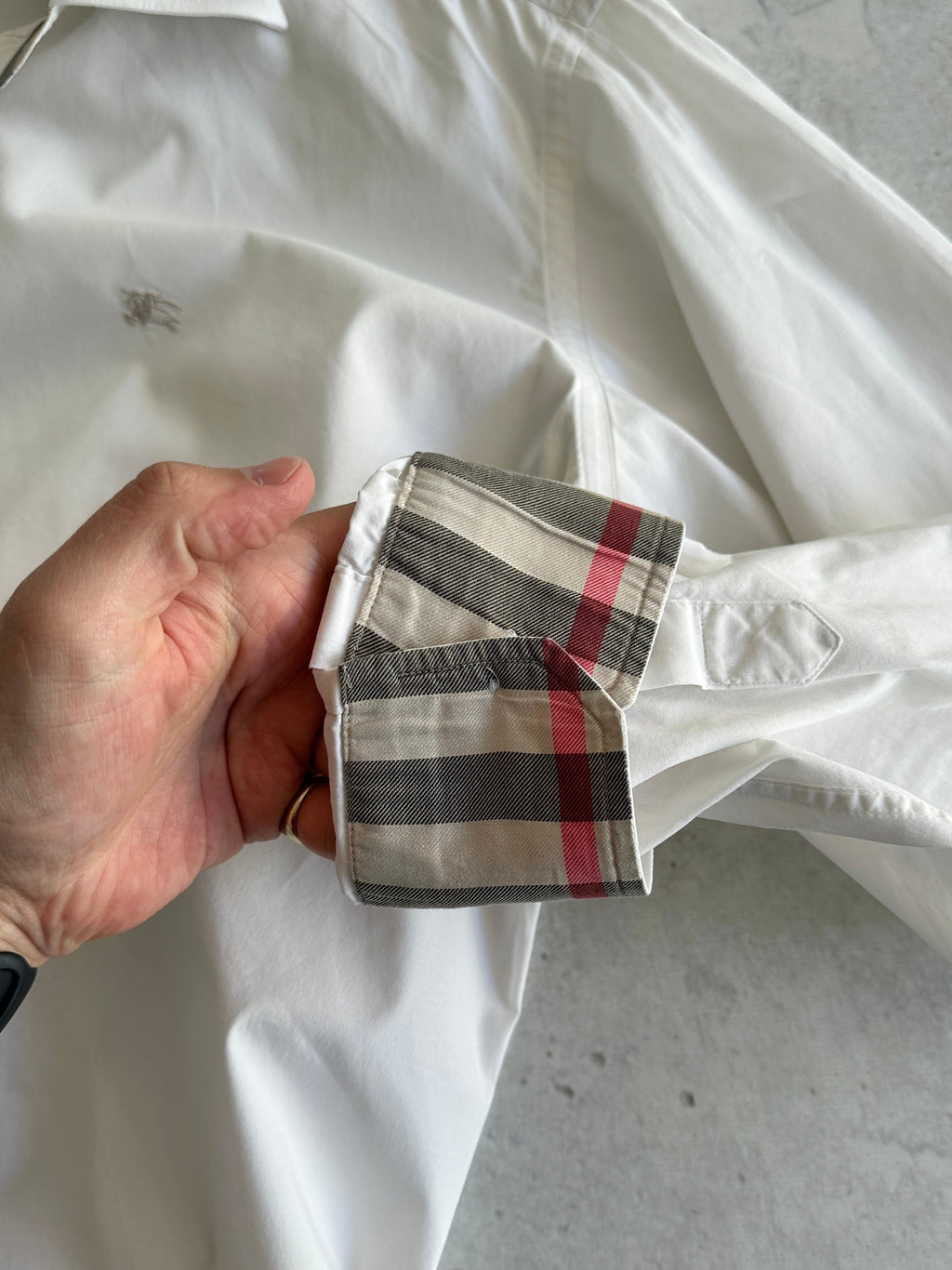 00's Burberry oxford white Nova Check Long Sleeve Shirt (XL)