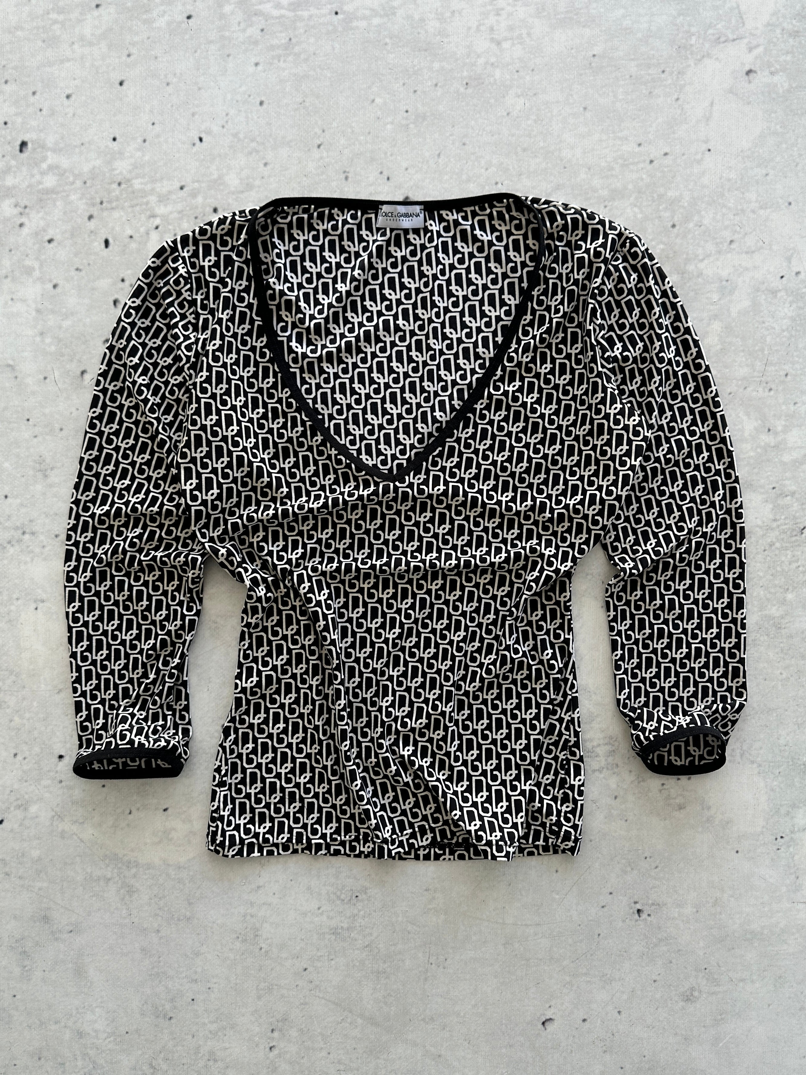 Dolce & Gabbana D&G Monogram 3/4 Sleeve Top (Women's S)