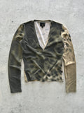 00's Just Cavalli V Neck Long Sleeve Top (Women's M)