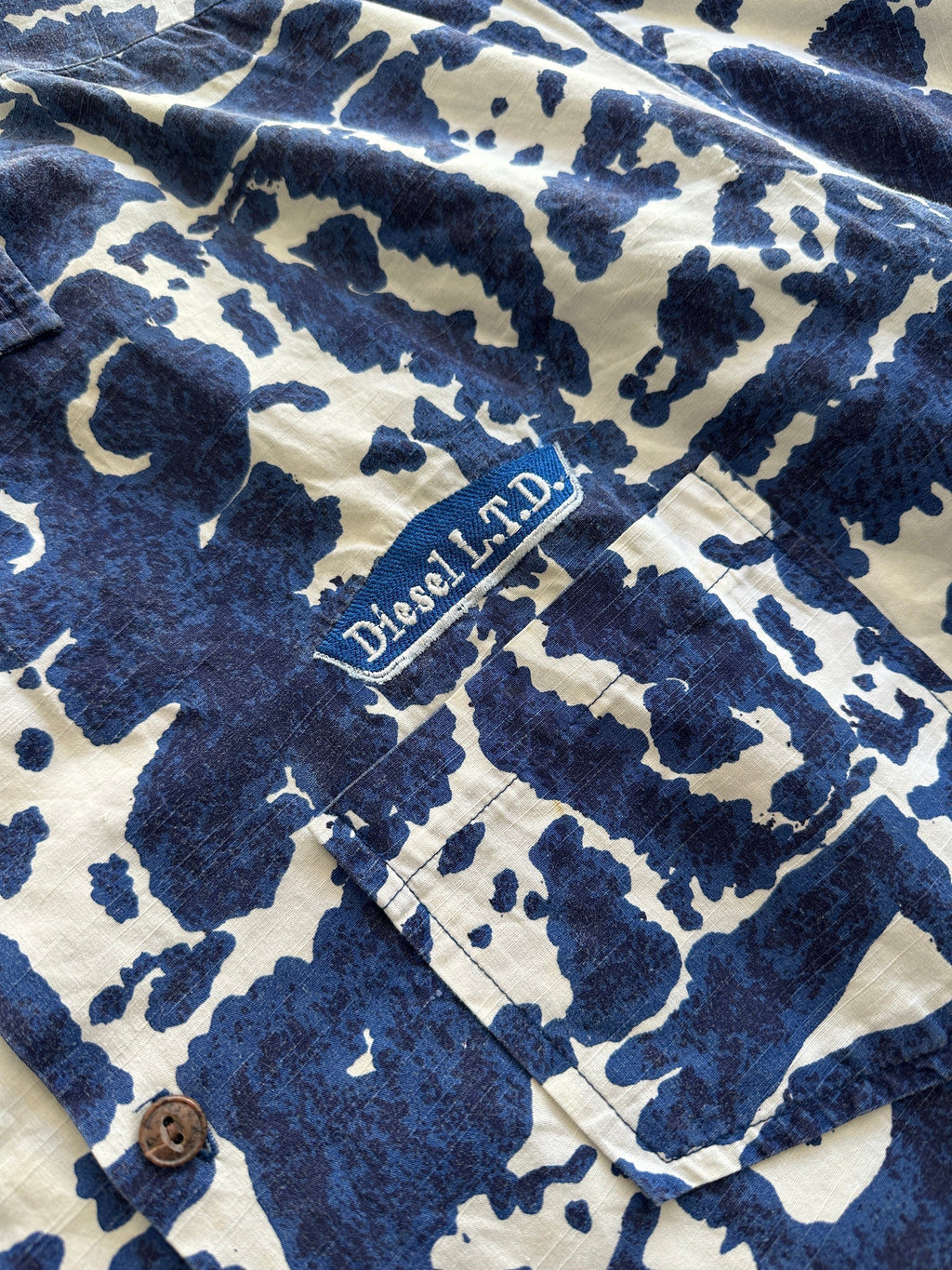 90's Diesel Embroidered Logo Patterned Shirt (XL)