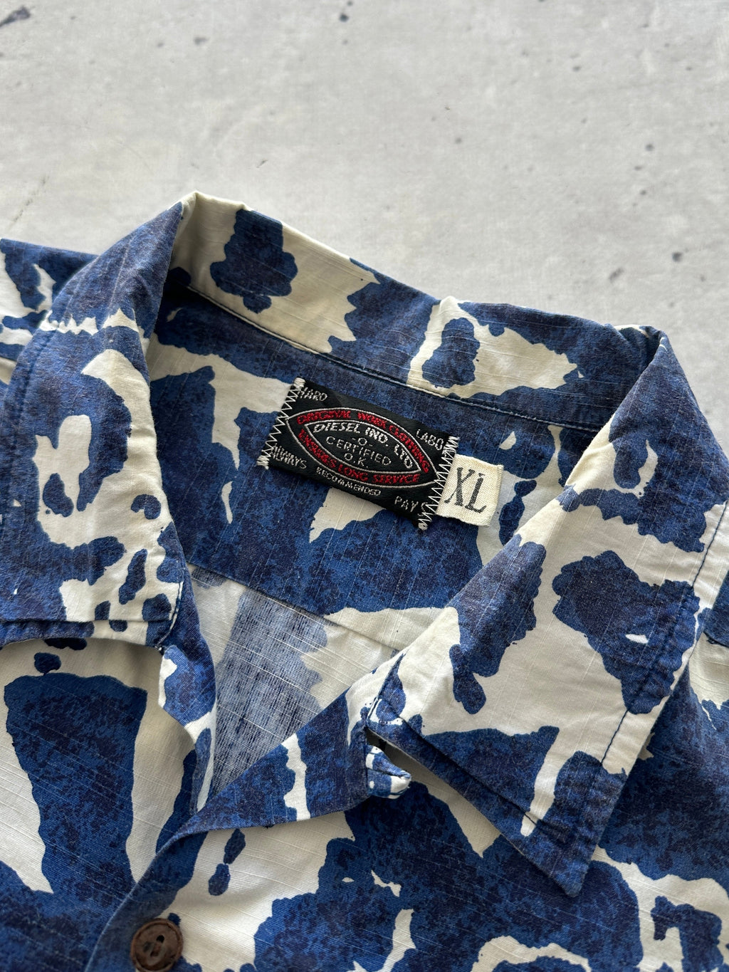 90's Diesel Embroidered Logo Patterned Shirt (XL)