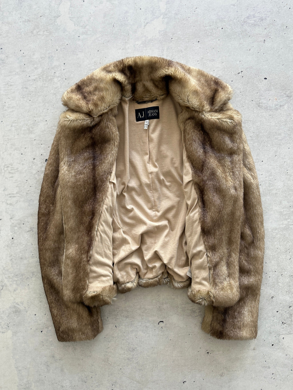 00's Armani Jeans Y2K Faux Fur Zip Up Jacket (Women's XS)