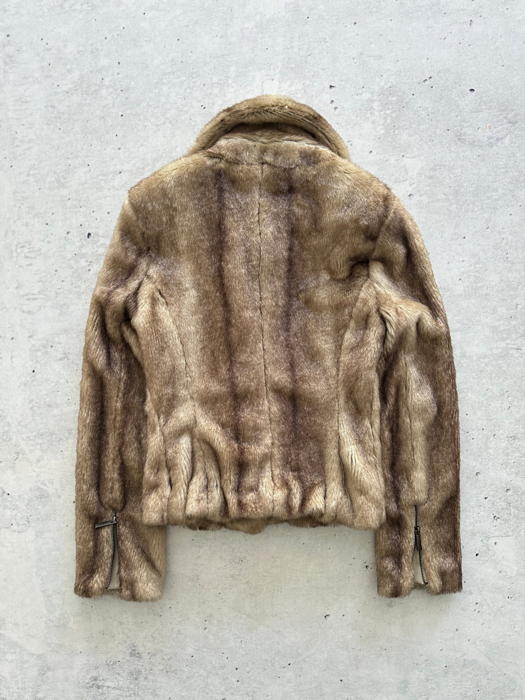00's Armani Jeans Y2K Faux Fur Zip Up Jacket (Women's XS)