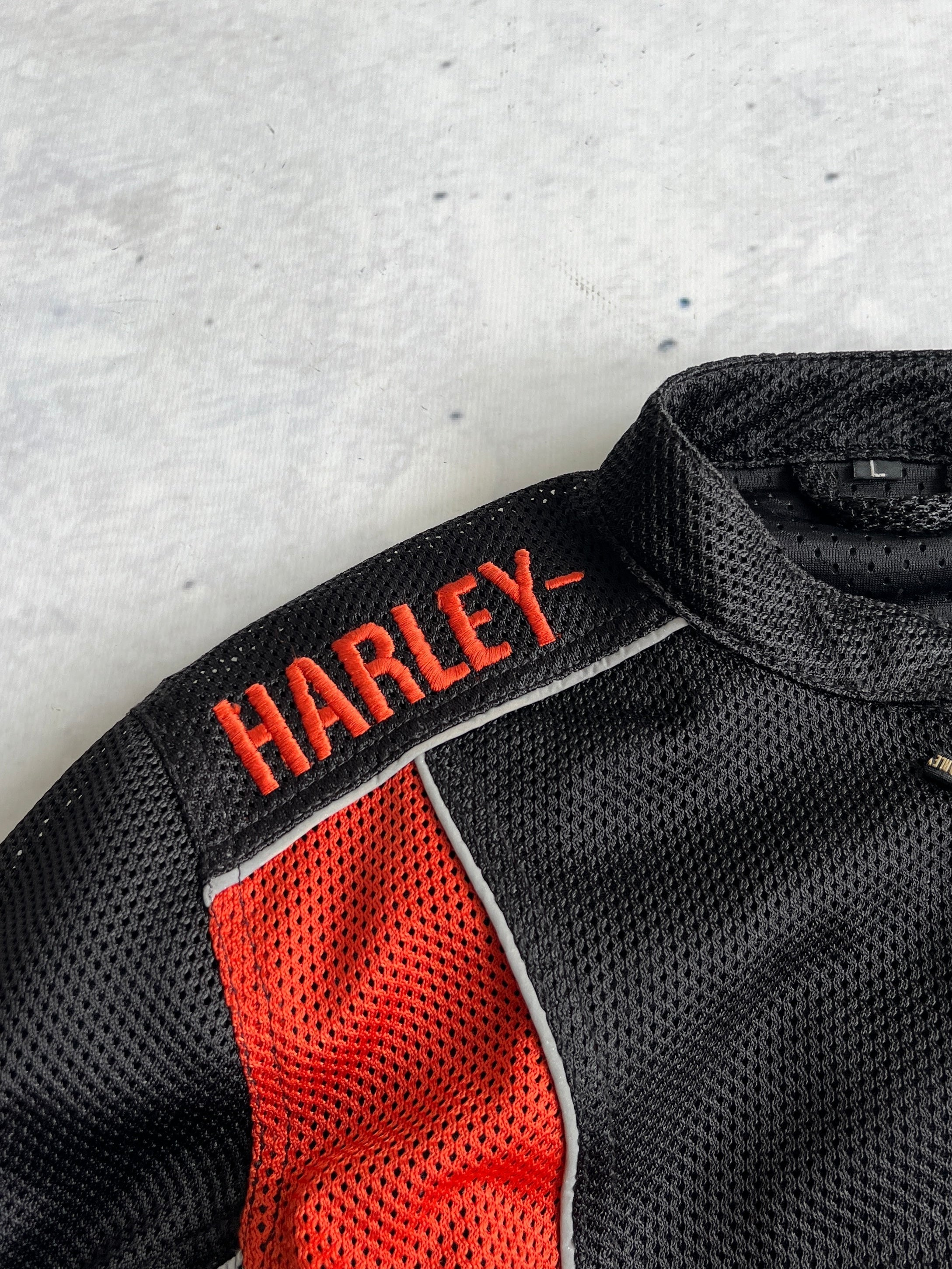 90's Harley Davidson Mesh Zip Up Motorcycle Jacket (Women's L)