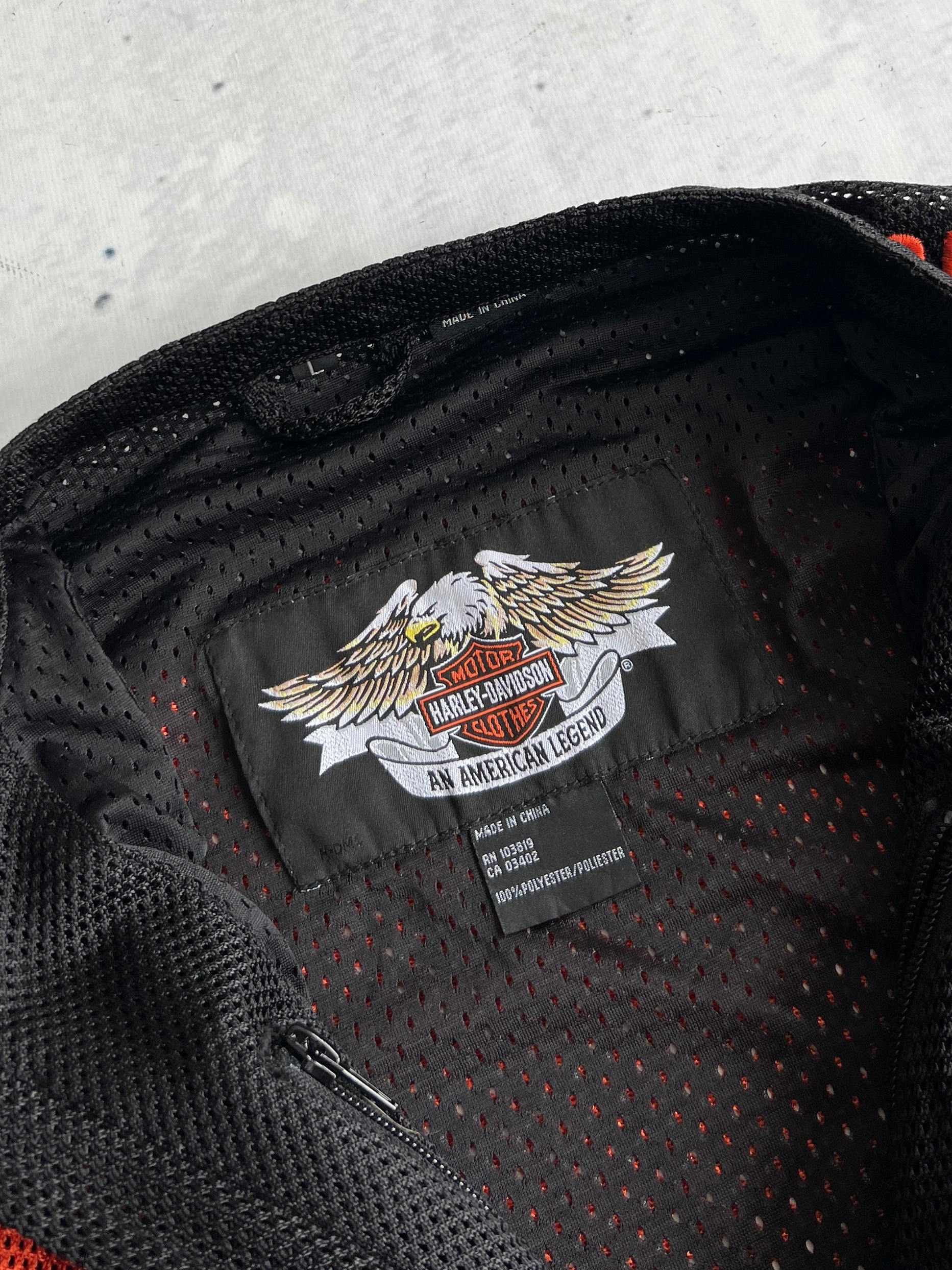 90's Harley Davidson Mesh Zip Up Motorcycle Jacket (Women's L)