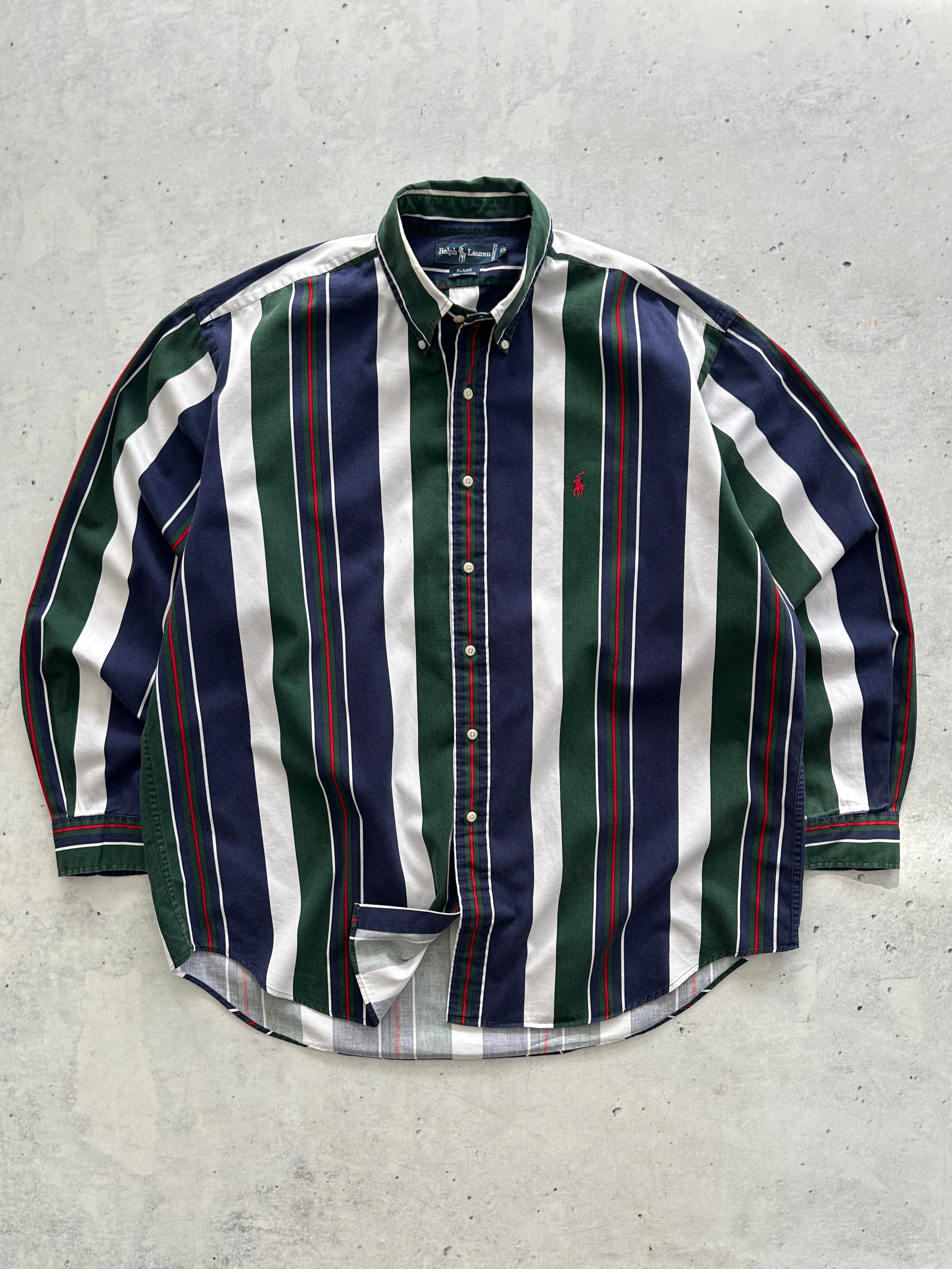 90's Ralph Lauren Blaire Vertical Stripe Shirt (XXL)
