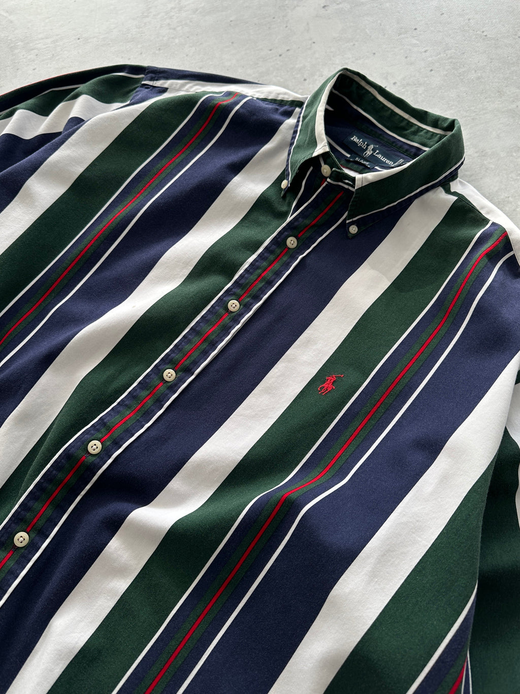 90's Ralph Lauren Blaire Vertical Stripe Shirt (XXL)