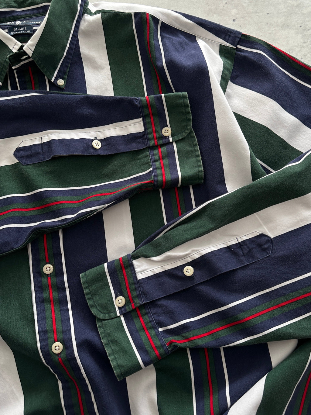 90's Ralph Lauren Blaire Vertical Stripe Shirt (XXL)