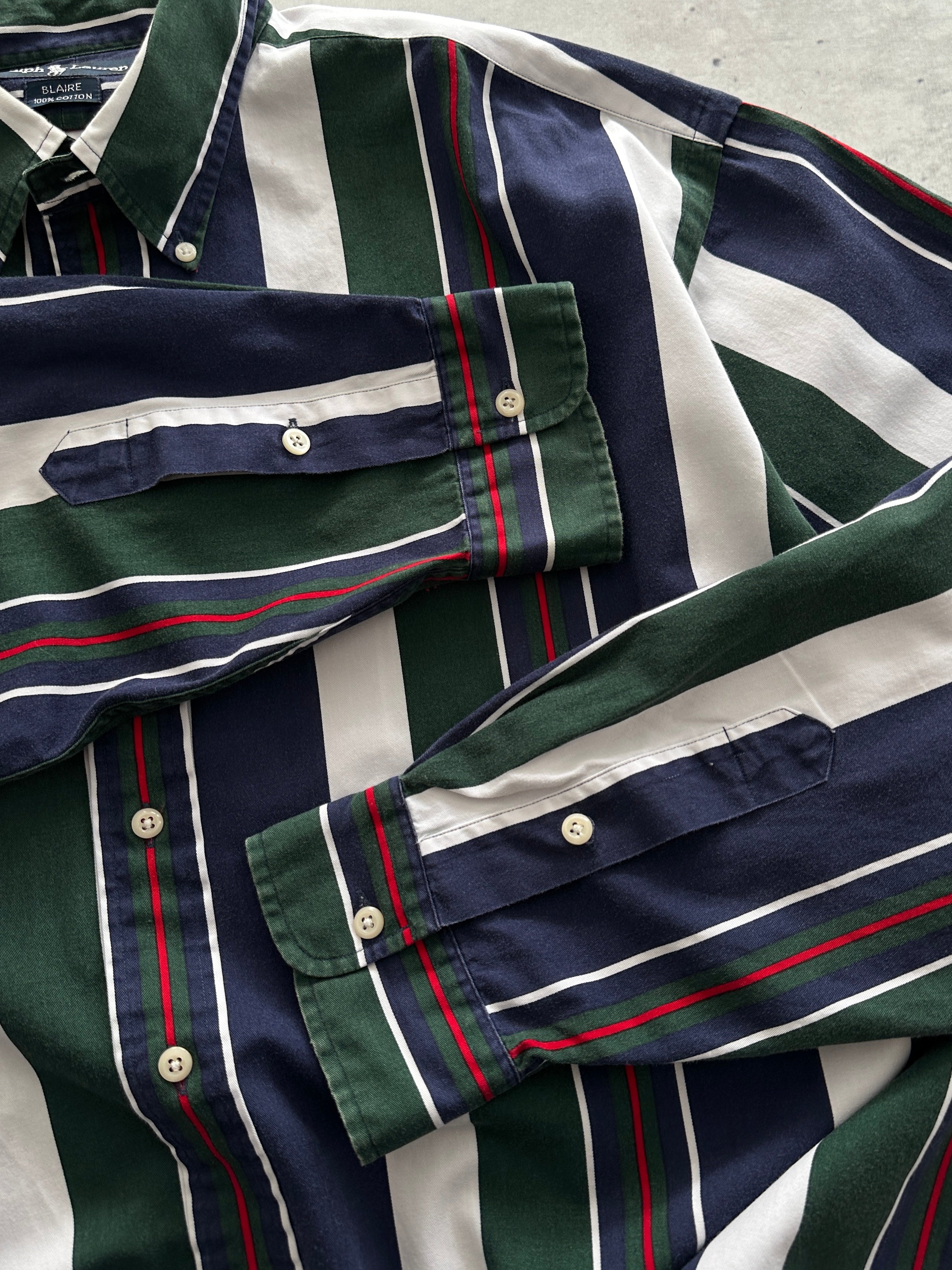 90's Ralph Lauren Blaire Vertical Stripe Shirt (XXL)