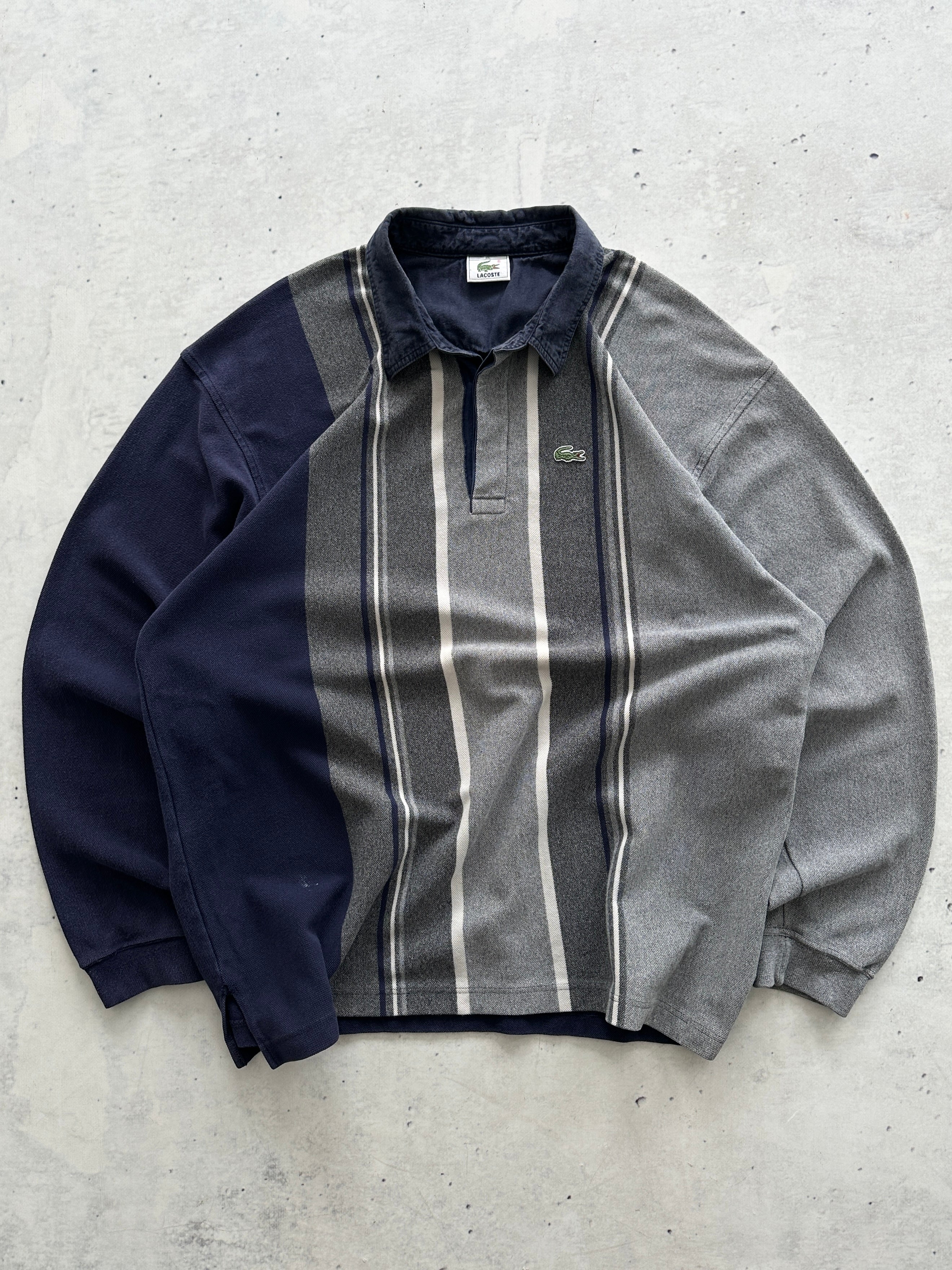 Lacoste Vertical Stripe Long Sleeve Polo Shirt (XXL)