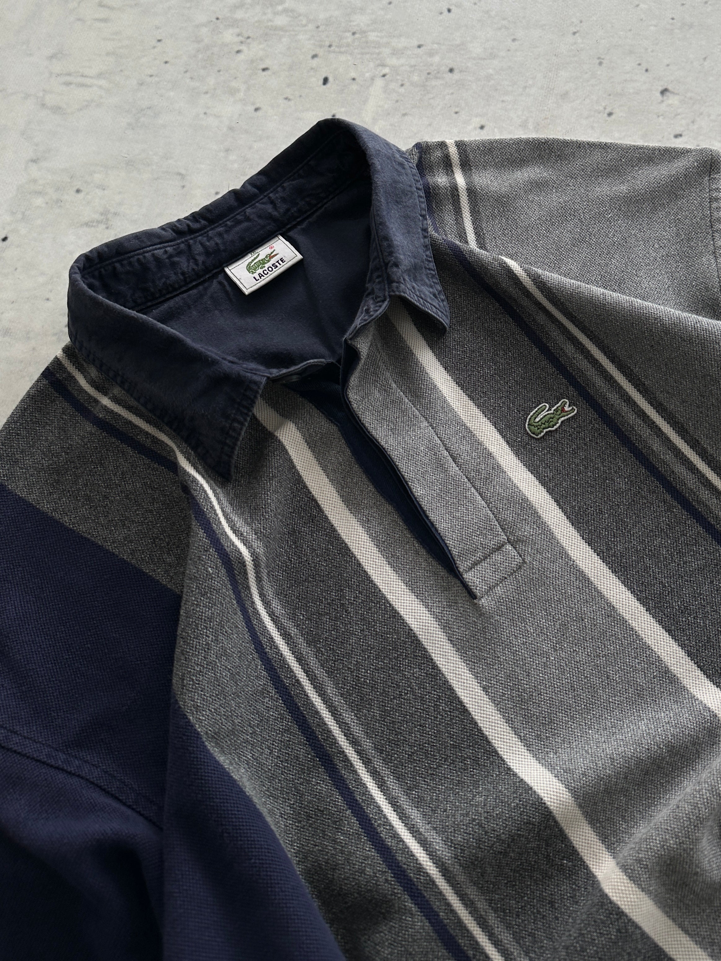 Lacoste Vertical Stripe Long Sleeve Polo Shirt (XXL)
