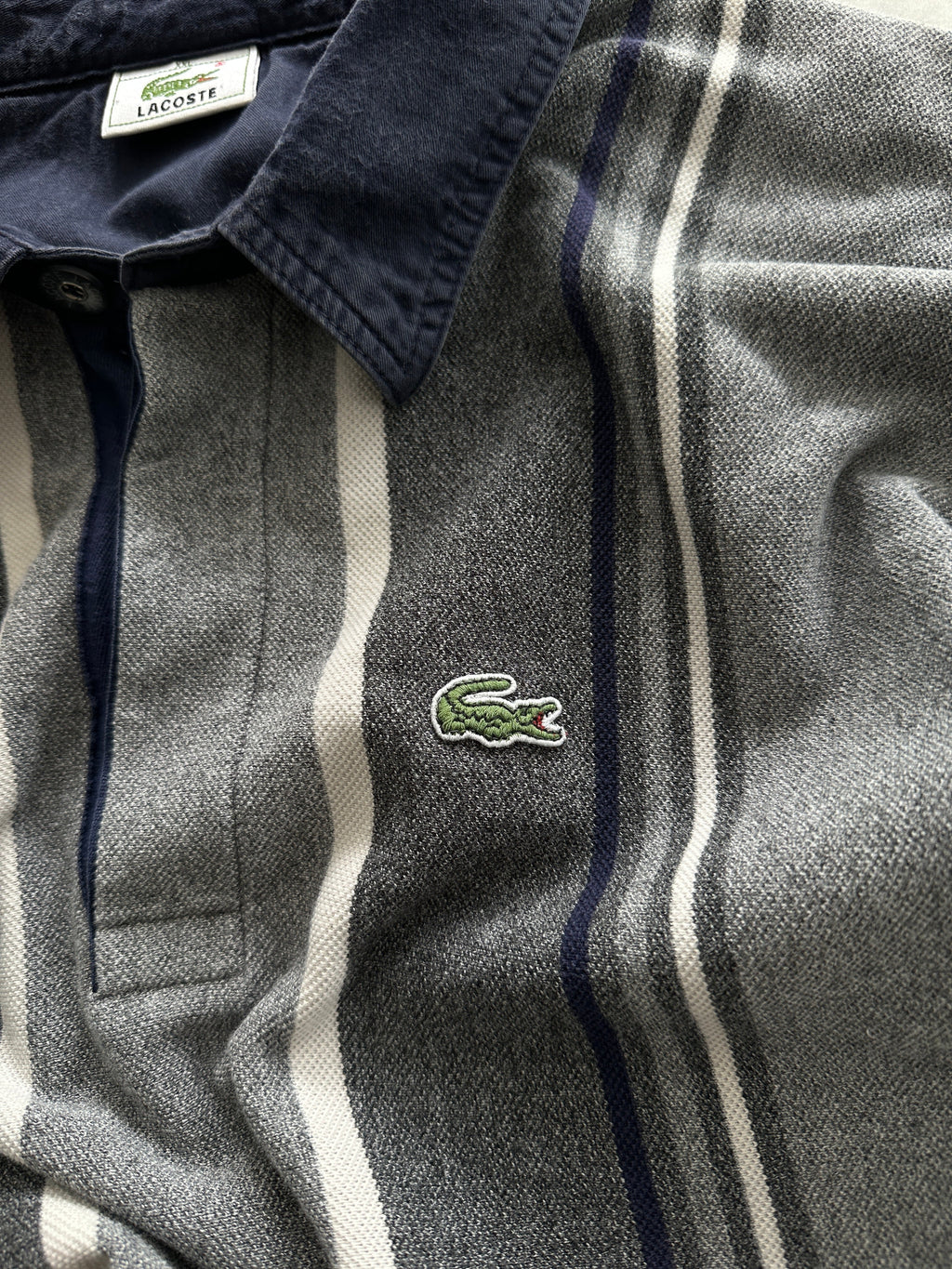 Lacoste Vertical Stripe Long Sleeve Polo Shirt (XXL)