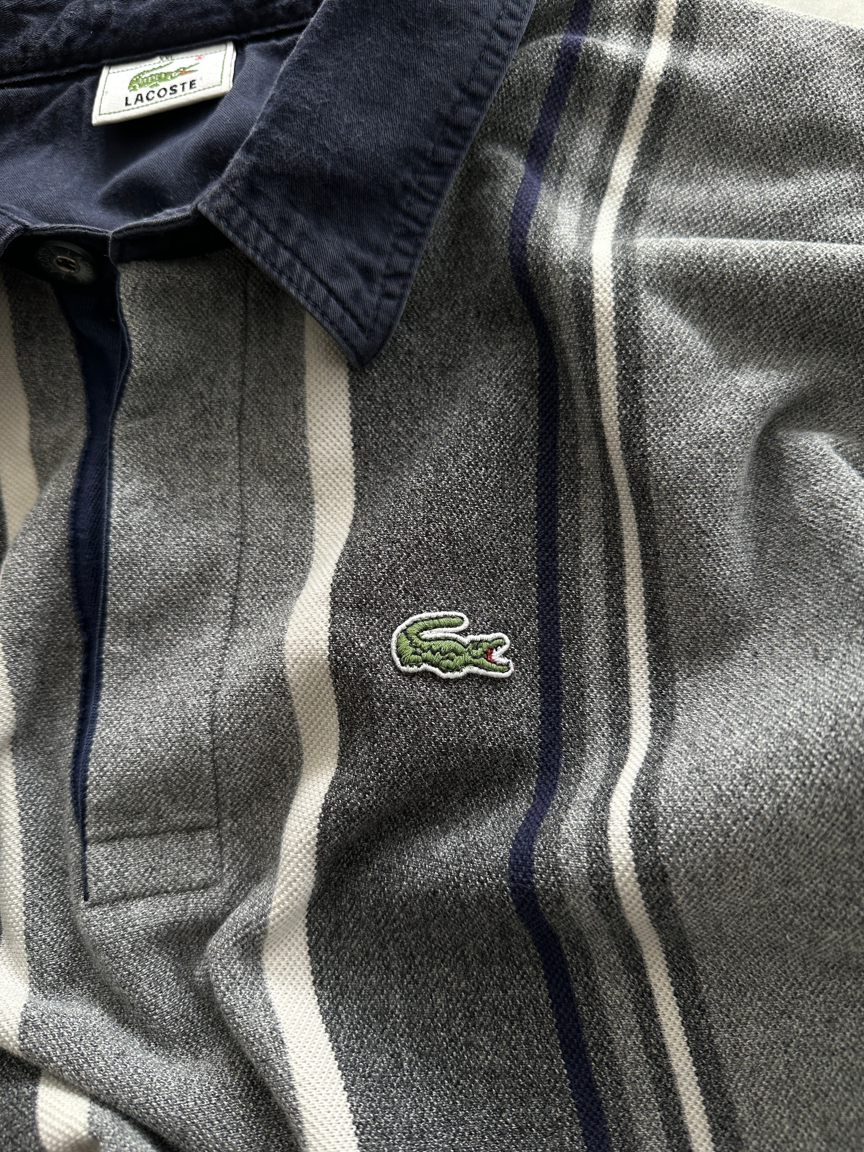 Lacoste Vertical Stripe Long Sleeve Polo Shirt (XXL)