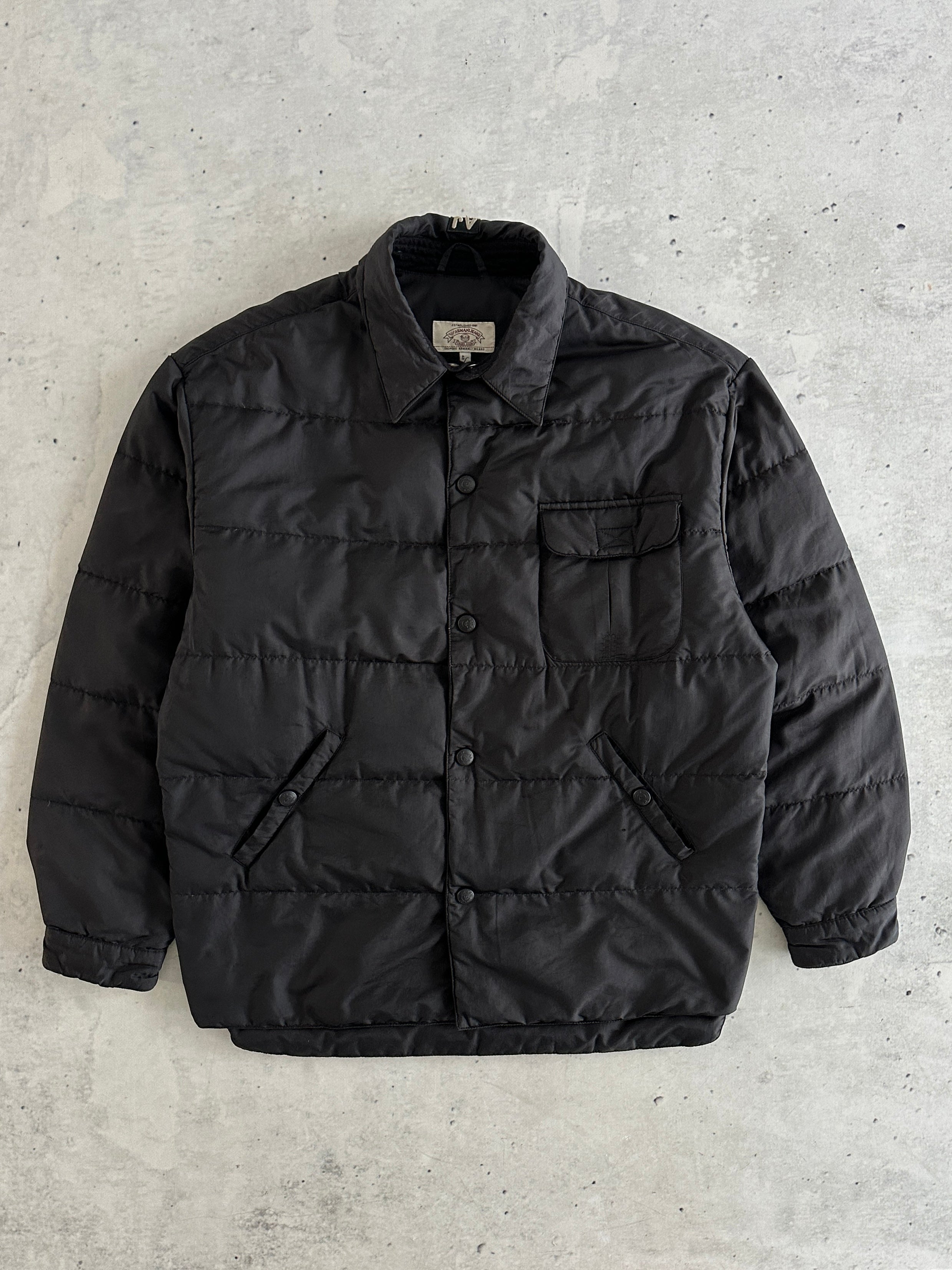 90's Armani Jeans Button Up puffer Jacket (XL)