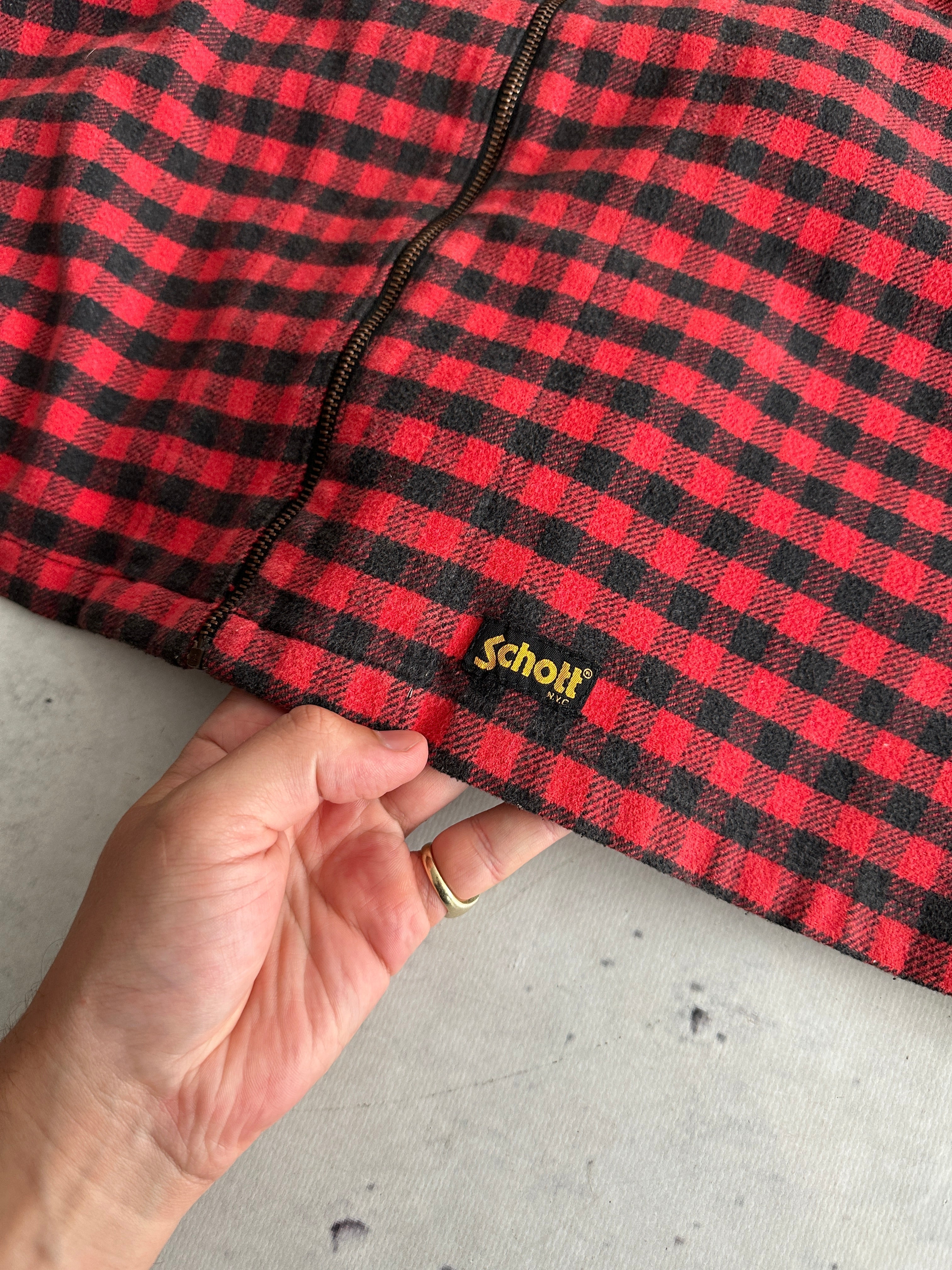 Schott NYC Heavyweight Plaid Zip Up Overshirt (M)