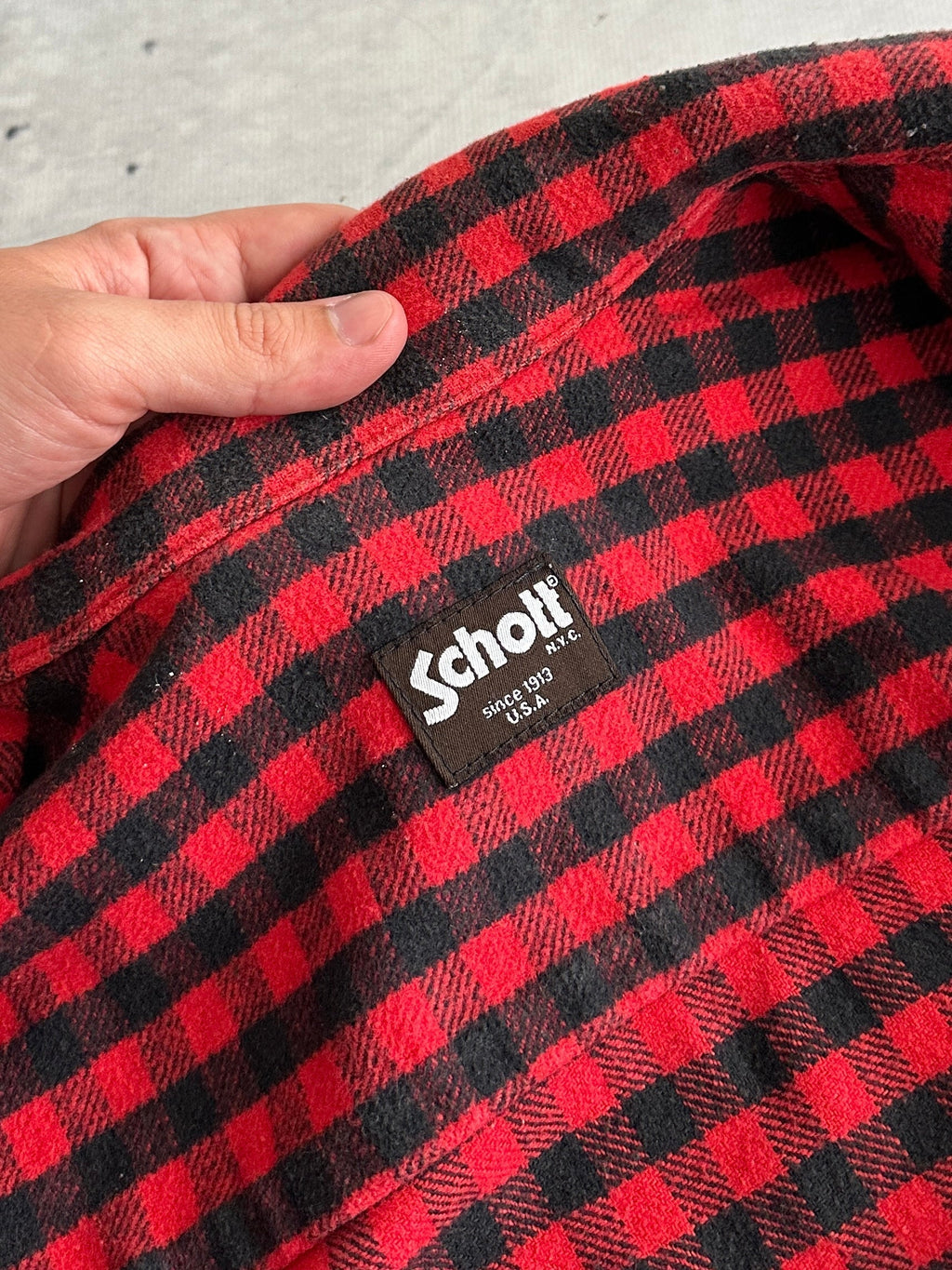 Schott NYC Heavyweight Plaid Zip Up Overshirt (M)