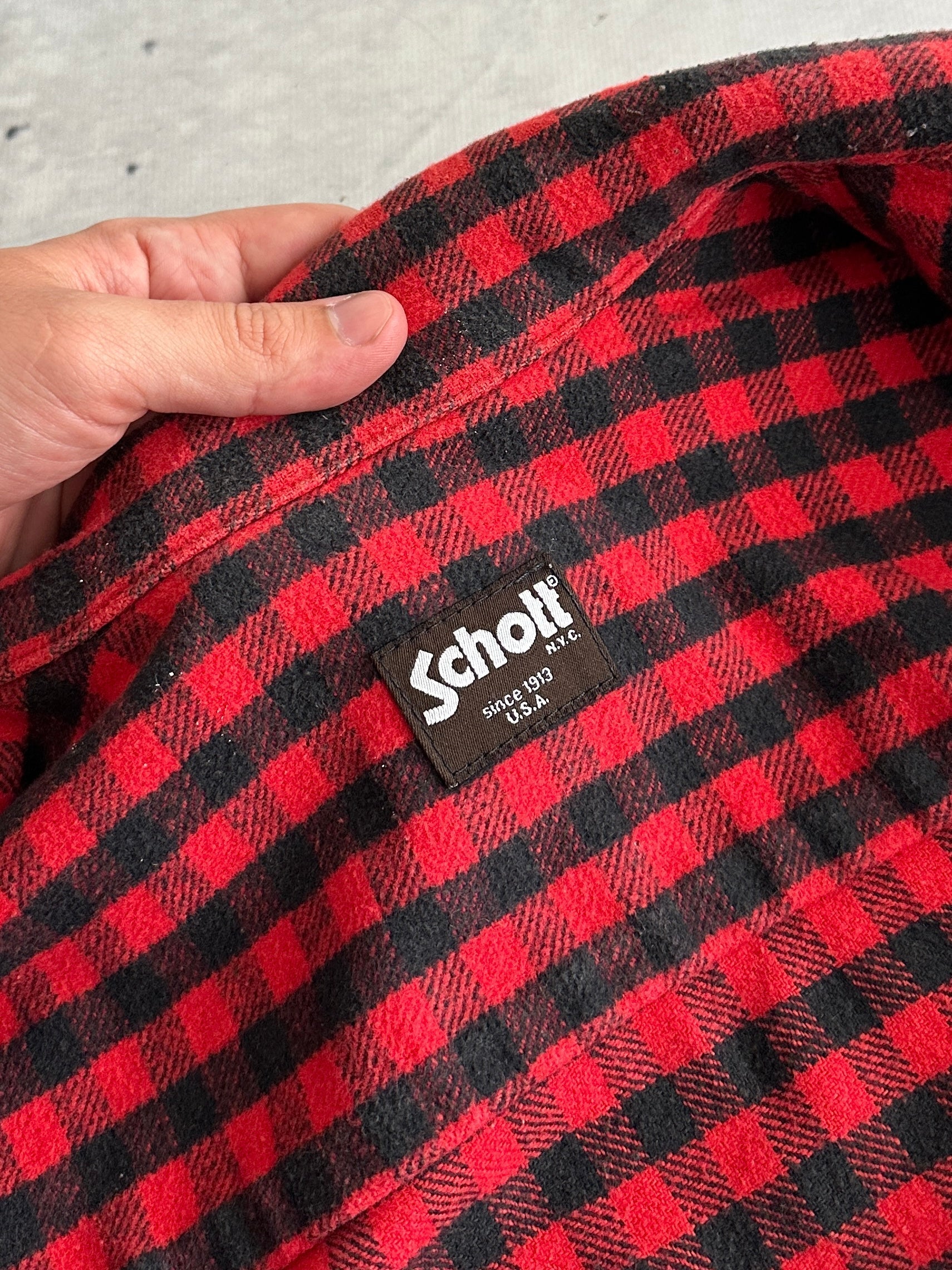 Schott NYC Heavyweight Plaid Zip Up Overshirt (M)